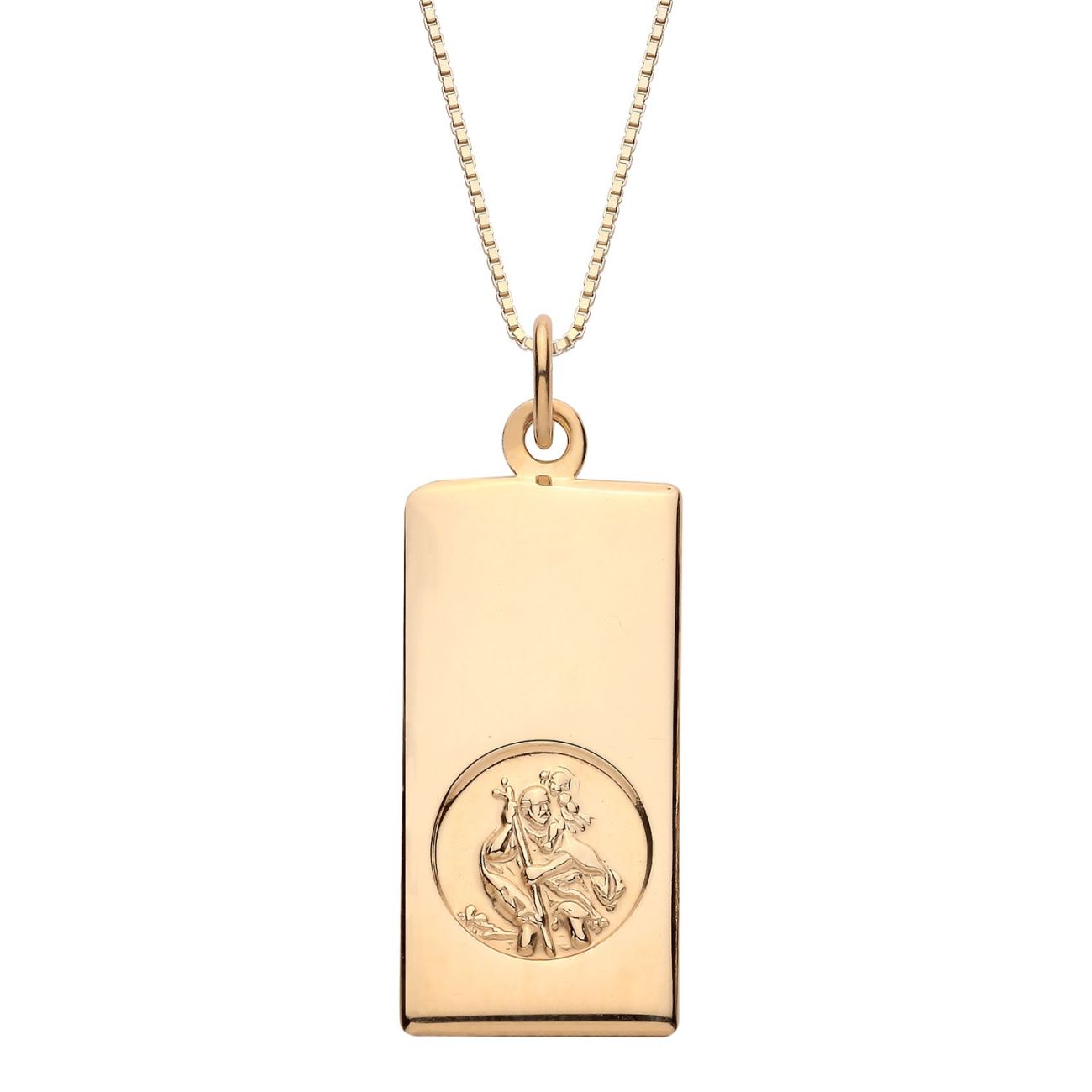 18ct Gold on Sterling Silver Ingot St Christopher Medallion Pendant Necklace