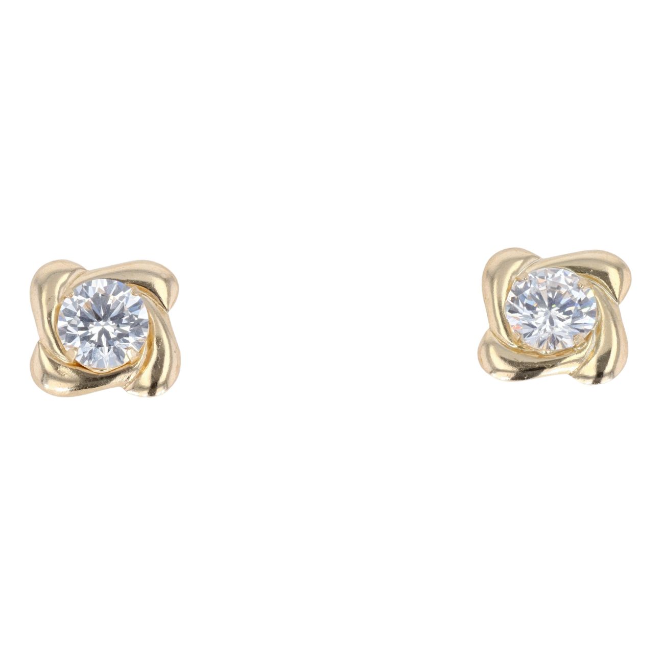 9ct Yellow Gold Cubic Zirconia Wave Stud Earrings