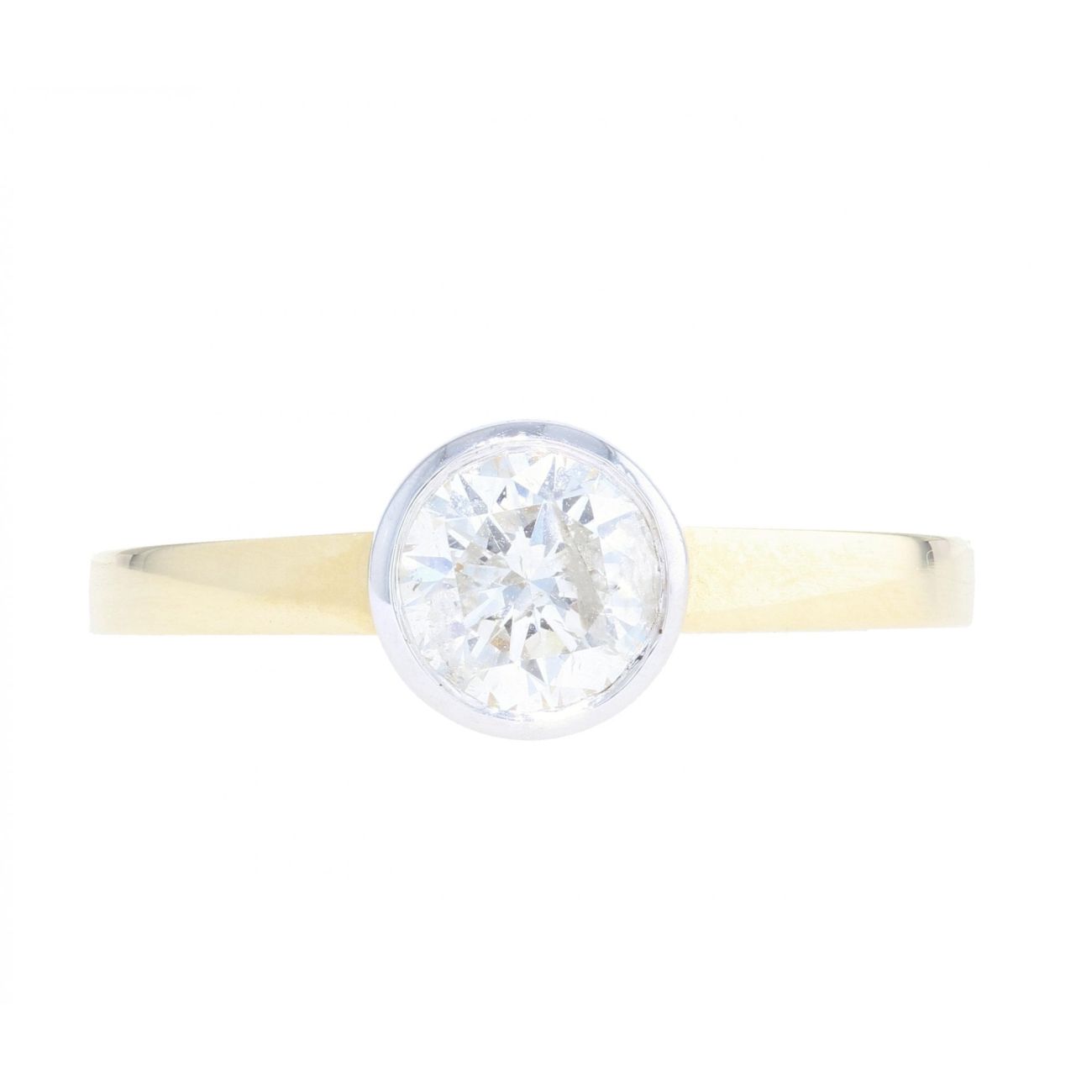 18ct Yellow Gold Rub over 0.80ct Diamond Solitaire Ring