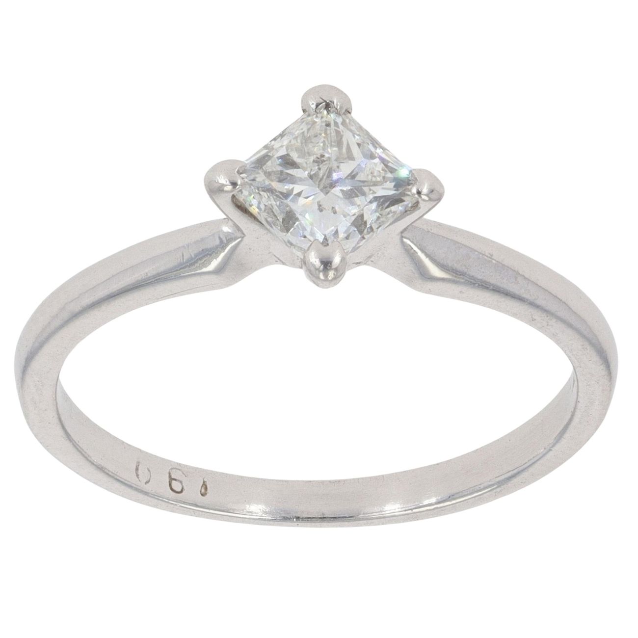 Platinum 0.61ct Princess Cut Diamond Solitaire Ring