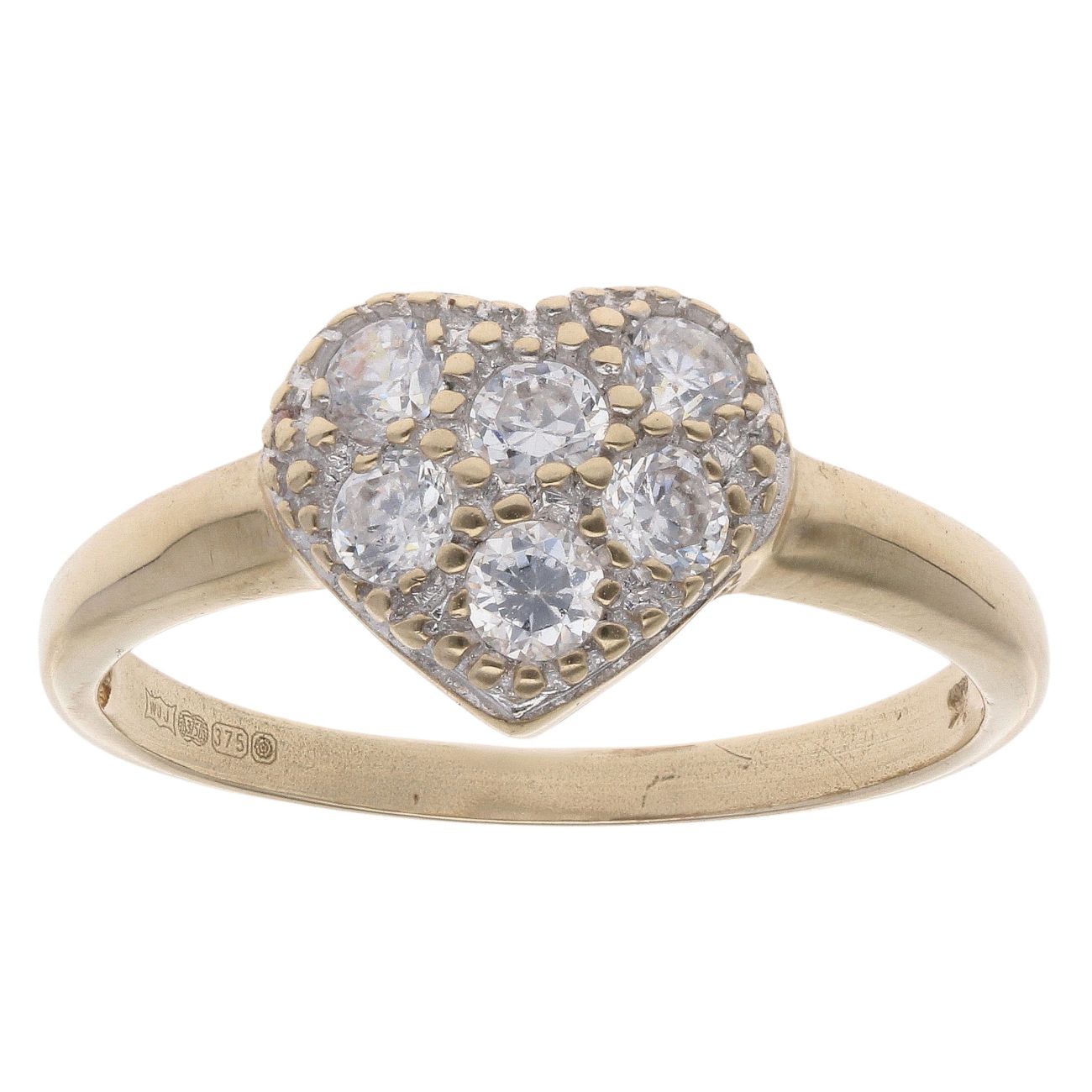 9ct Yellow Gold Cubic Zirconia Heart Ring