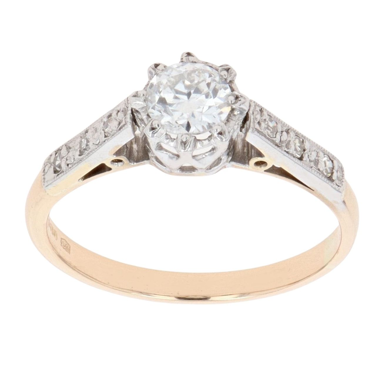 14ct Yellow Gold And Platinum 0.50ct Brilliant Cut Diamond Solitaire Ring
