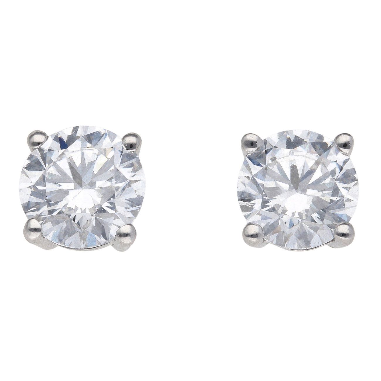 Lab Grown Platinum 2.00ct Brilliant Cut Diamond Solitaire Studs