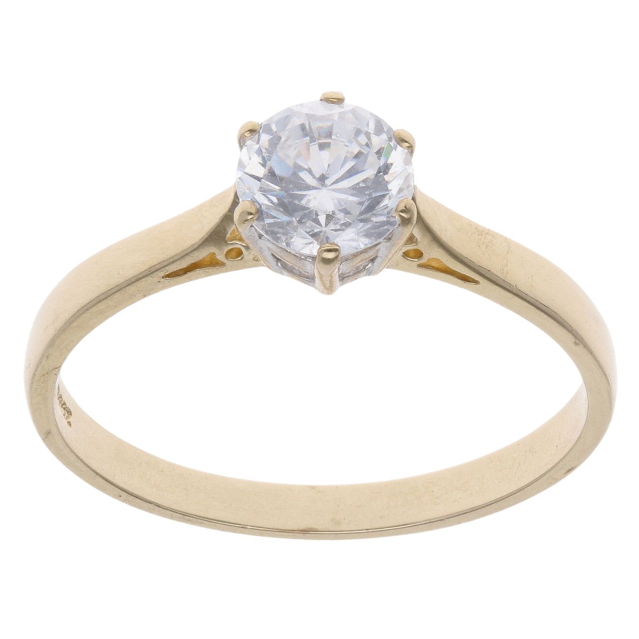 14ct Yellow Gold Cubic Zirconia Single Stone Ring