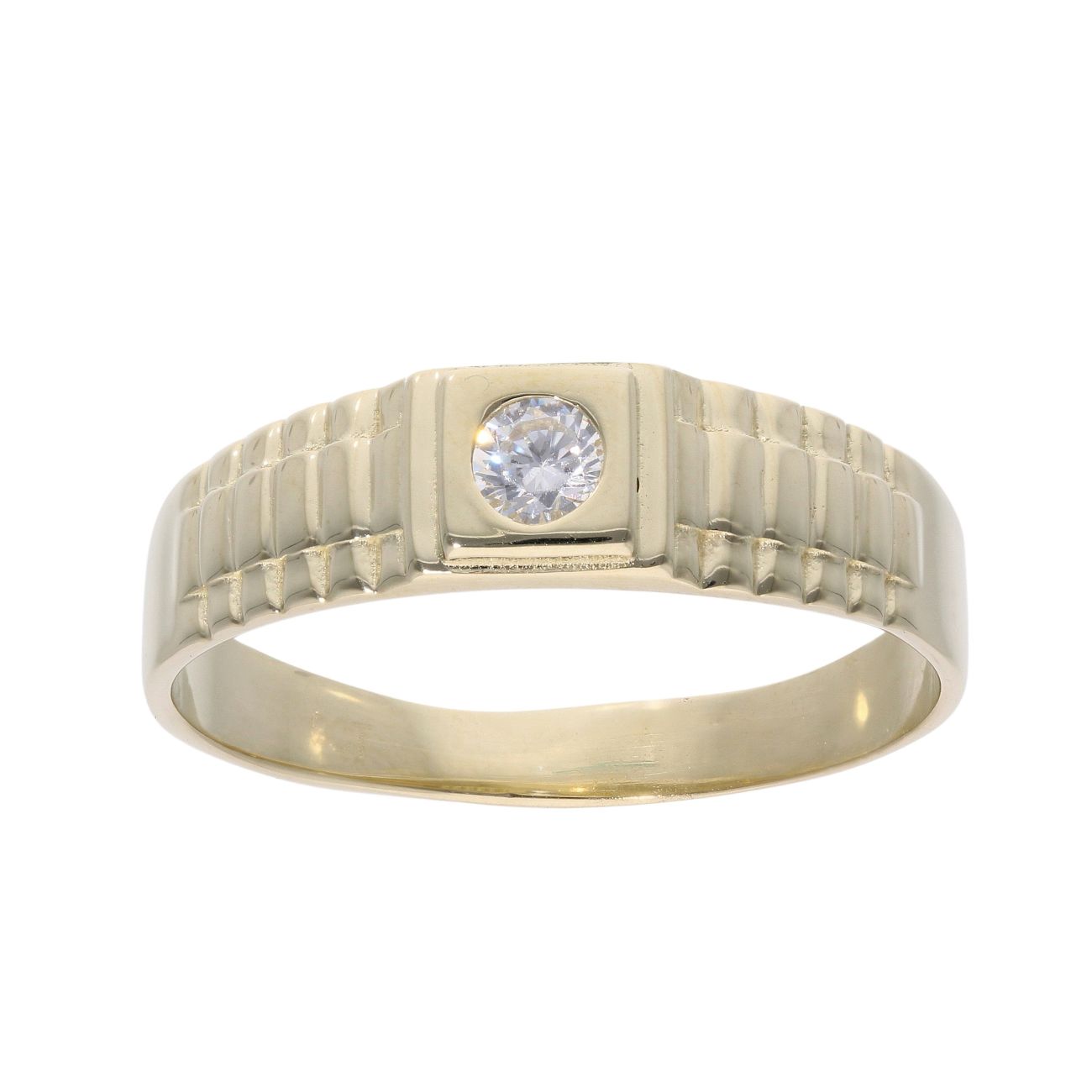 9ct Yellow Gold Cubic Zirconia Signet Ring