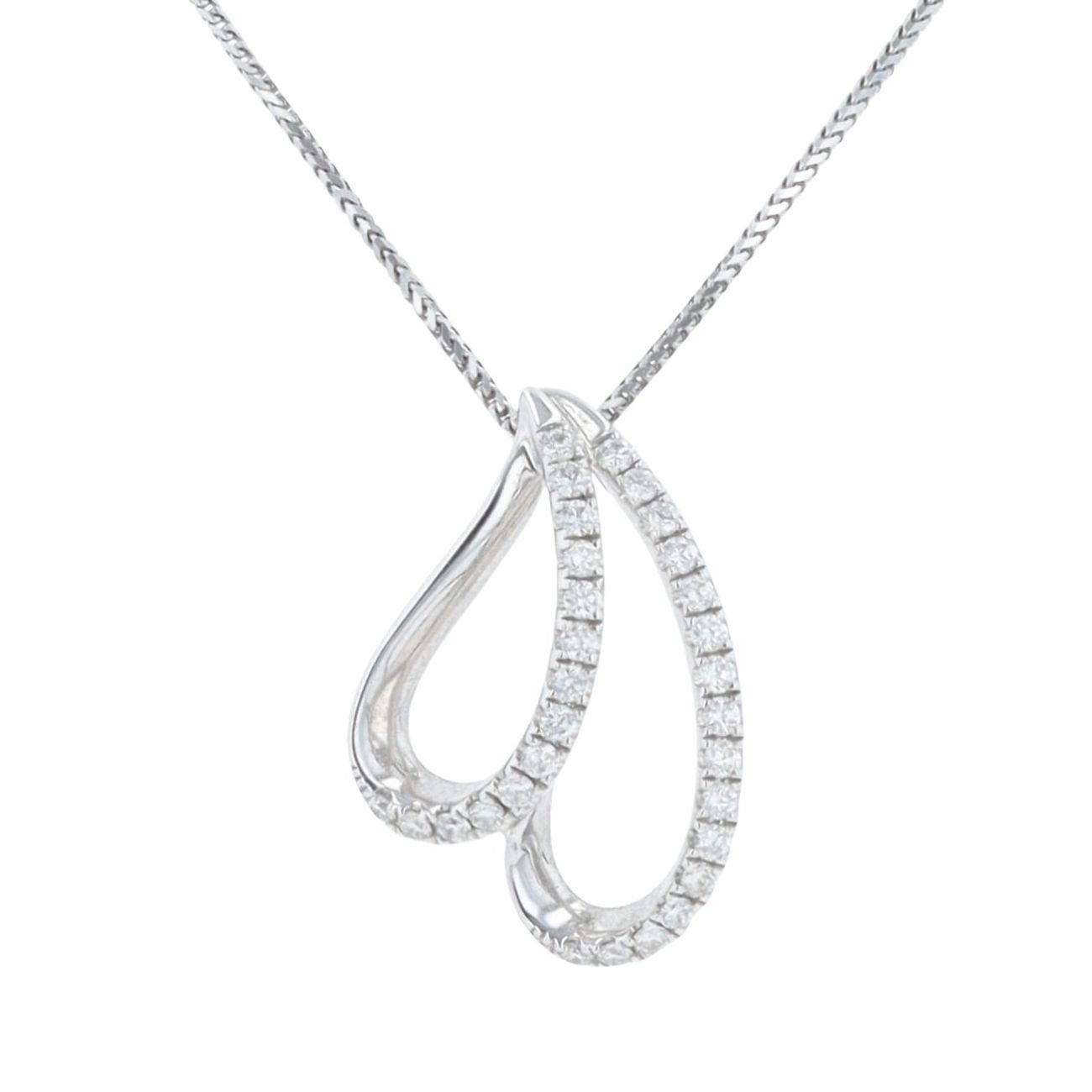 18ct White Gold 0.30ct Diamond Teardrop Pendant and Chain 16"