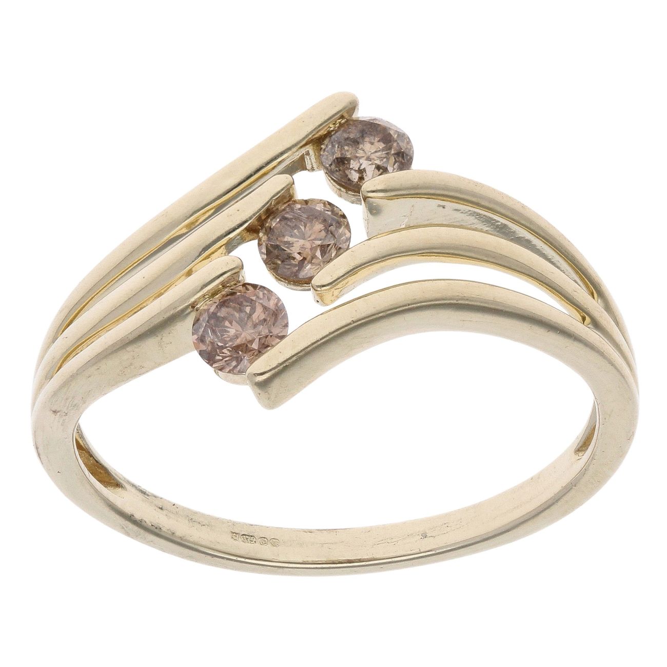 9ct Yellow Gold 0.45ct Champagne Diamond Trilogy Ring