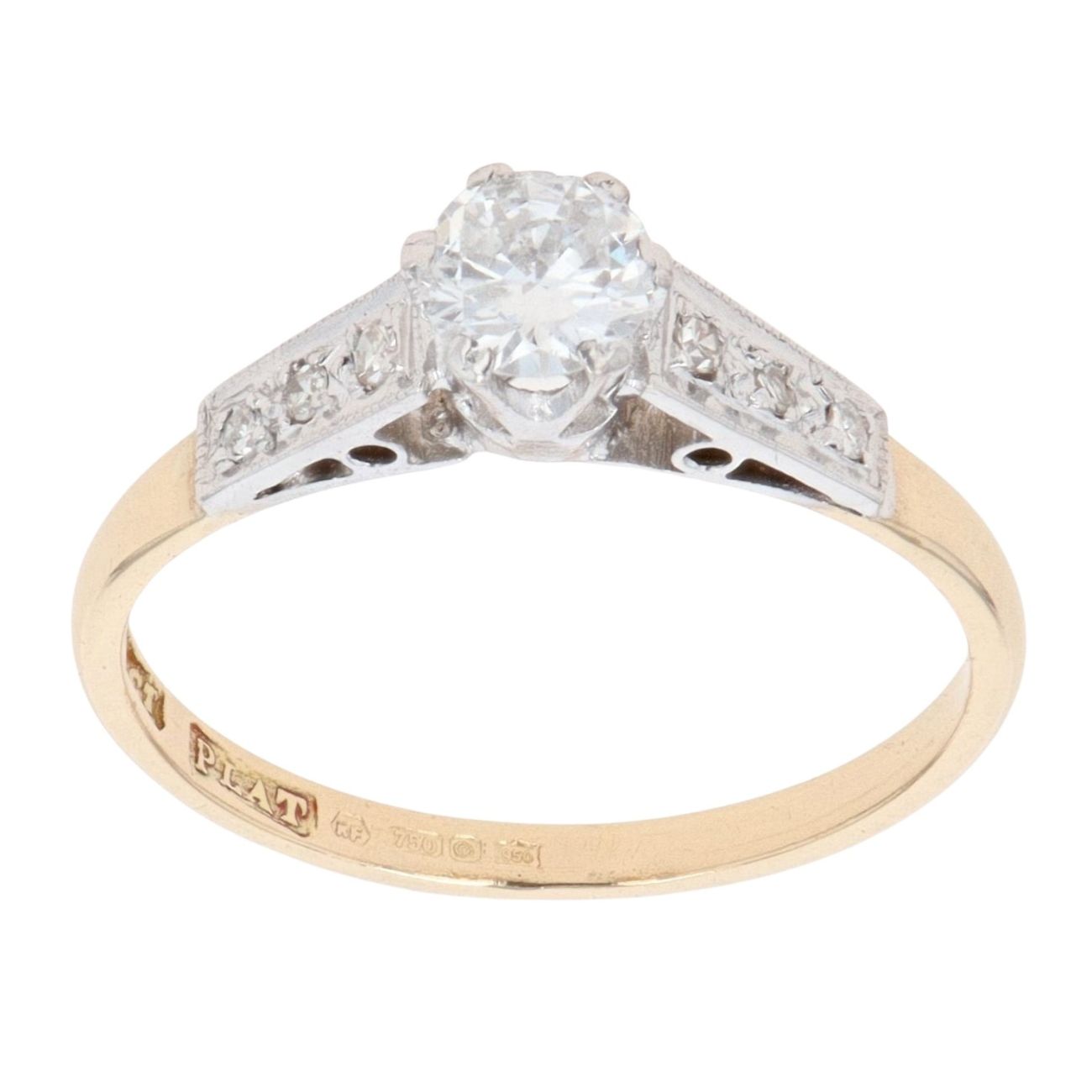 18ct Yellow Gold And Platinum 0.50ct Brilliant Cut Diamond Solitaire Ring
