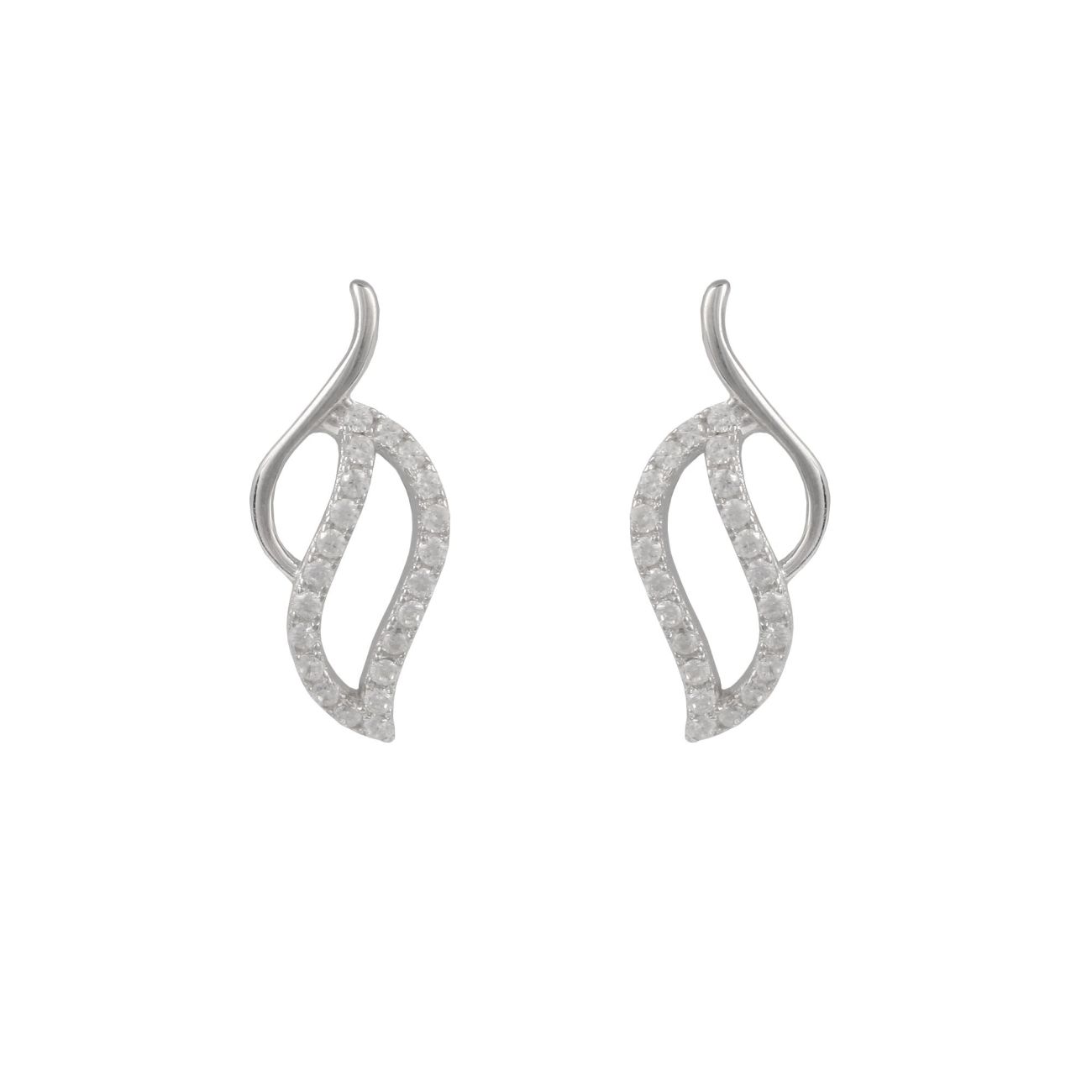 Sterling Silver Open Flame Cubic Zirconia Stud Earrings