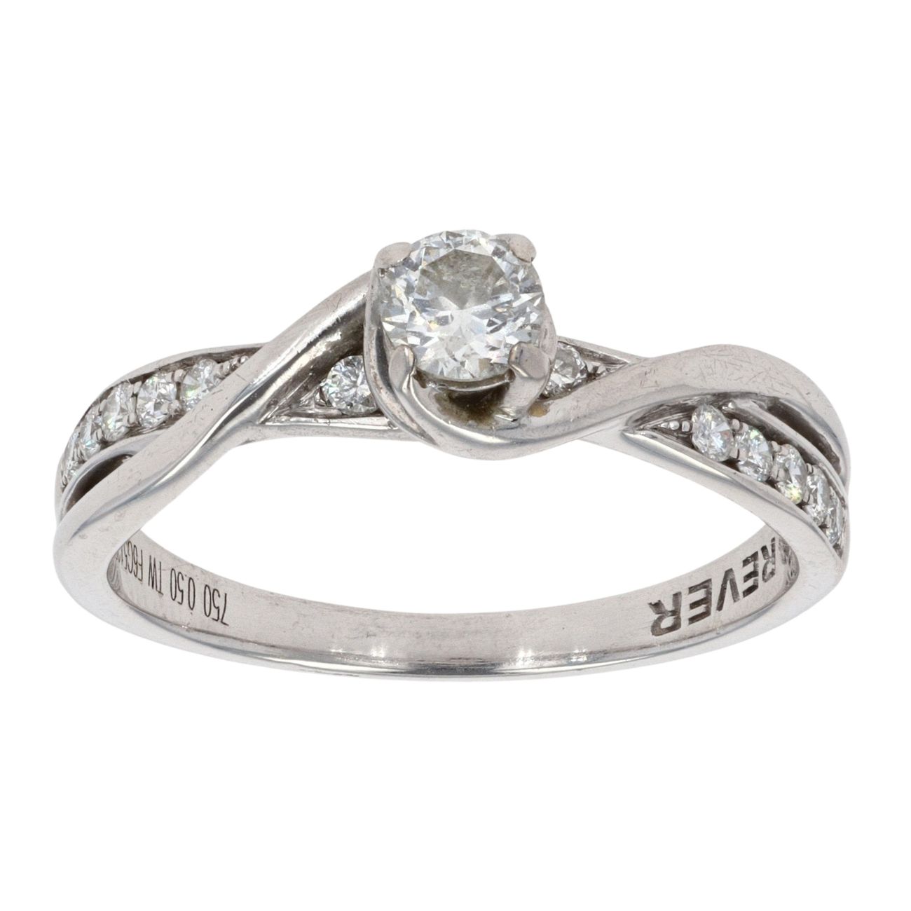 18ct White Gold 0.50ct Diamond Twist Solitaire Ring