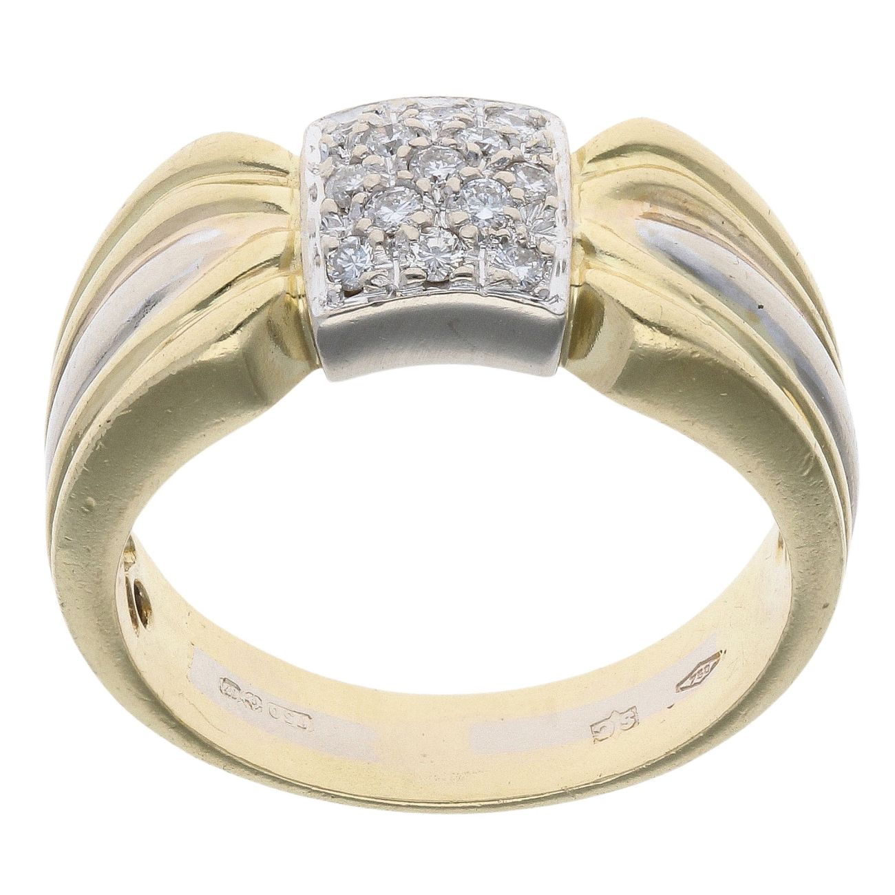 18ct Yellow And White Gold 0.20ct Diamond Signet Ring