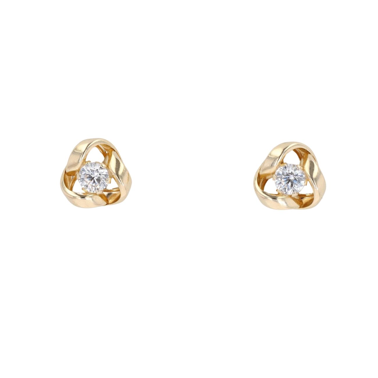 9ct Yellow Gold Cubic Zirconia Knot Stud Earrings