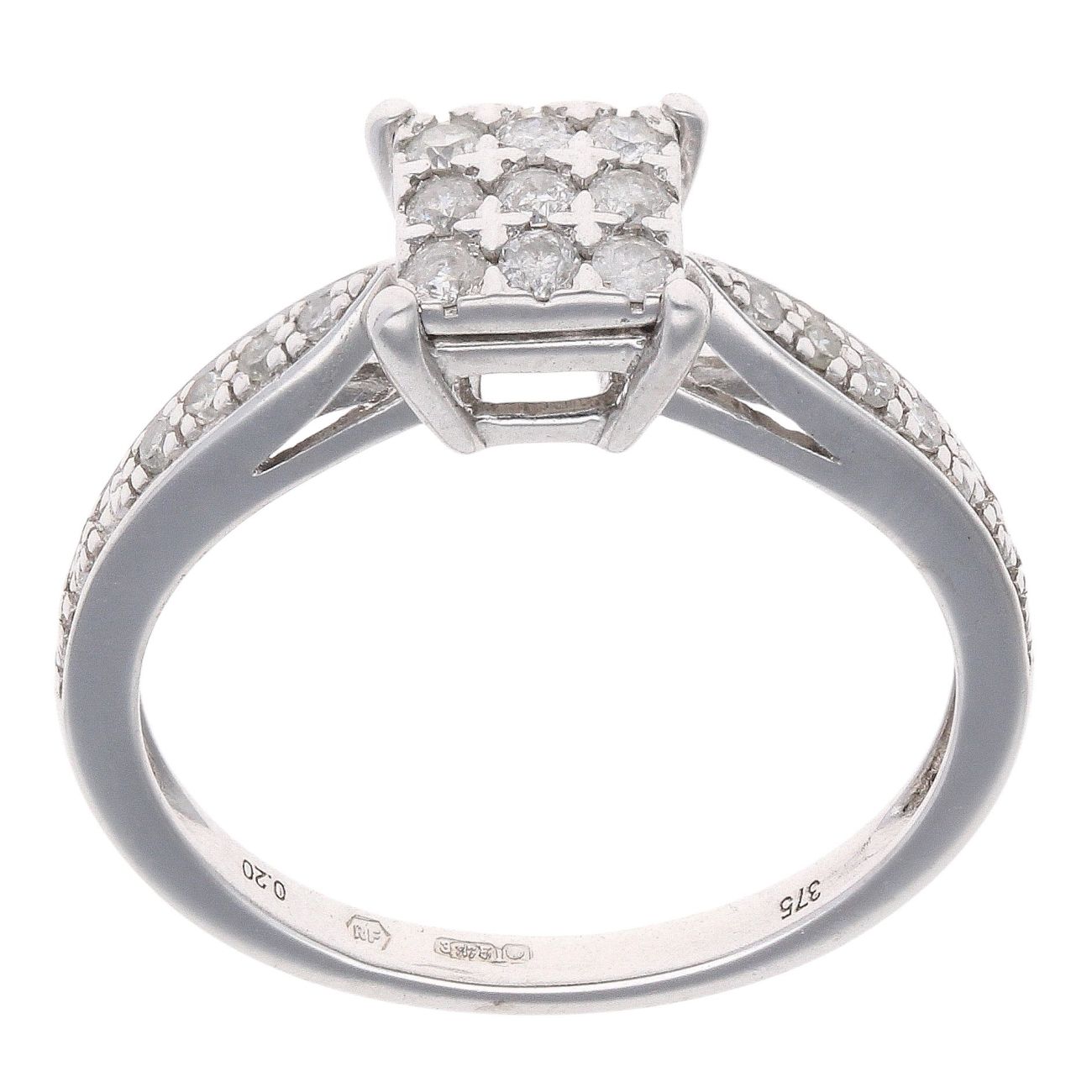 9ct White Gold 0.20ct Diamond Cluster Ring