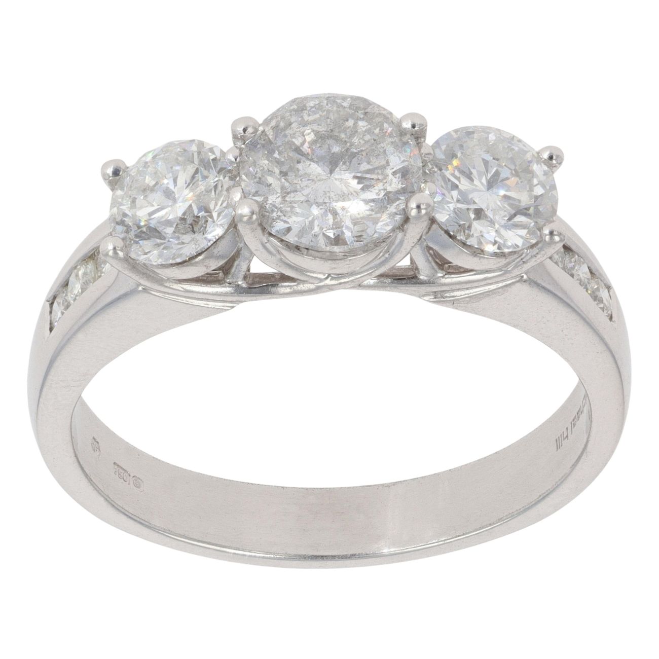 18ct White Gold 2.90ct Brilliant Cut Diamond Trilogy Ring