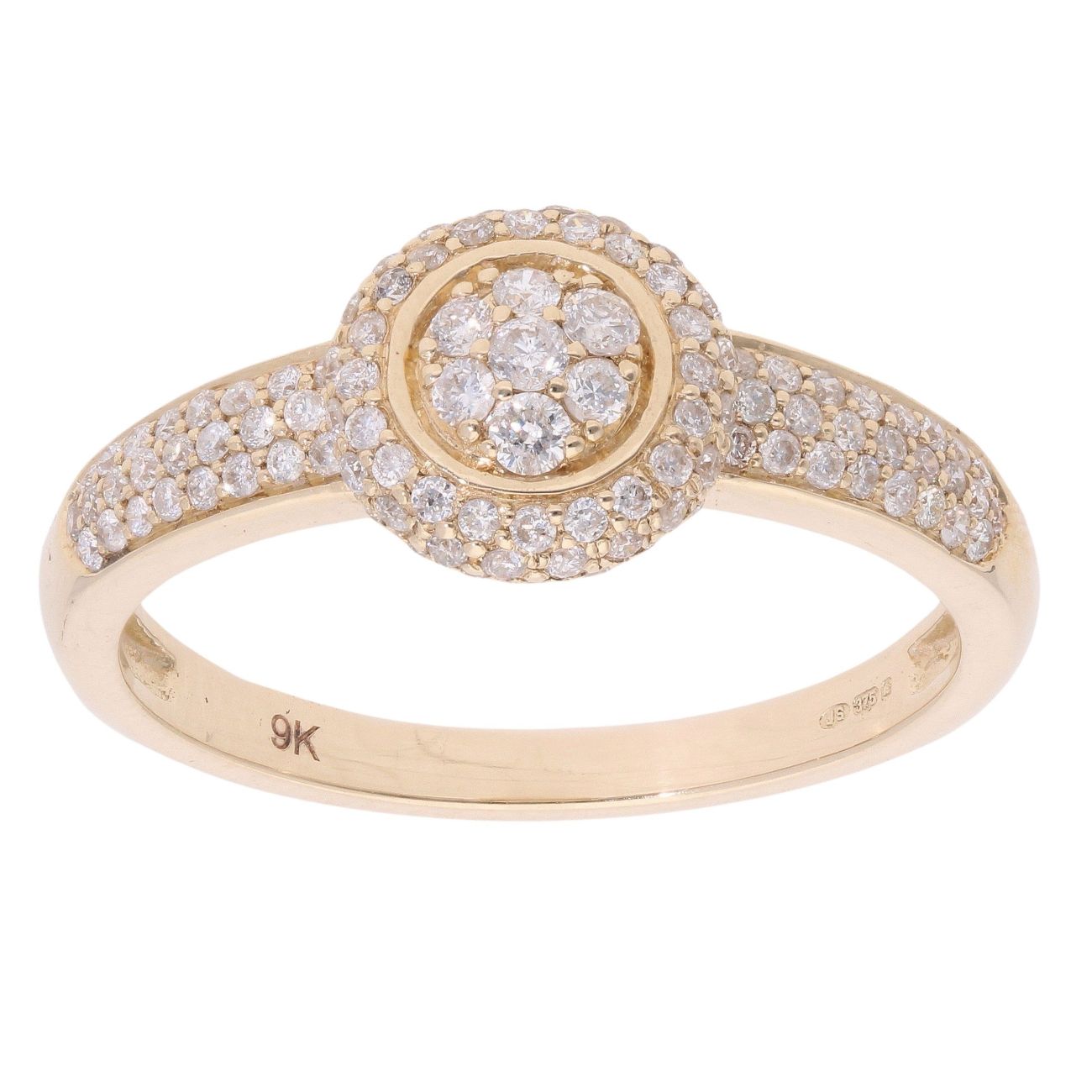 9ct Yellow Gold 0.47ct Diamond Cluster Ring by Anya Belle