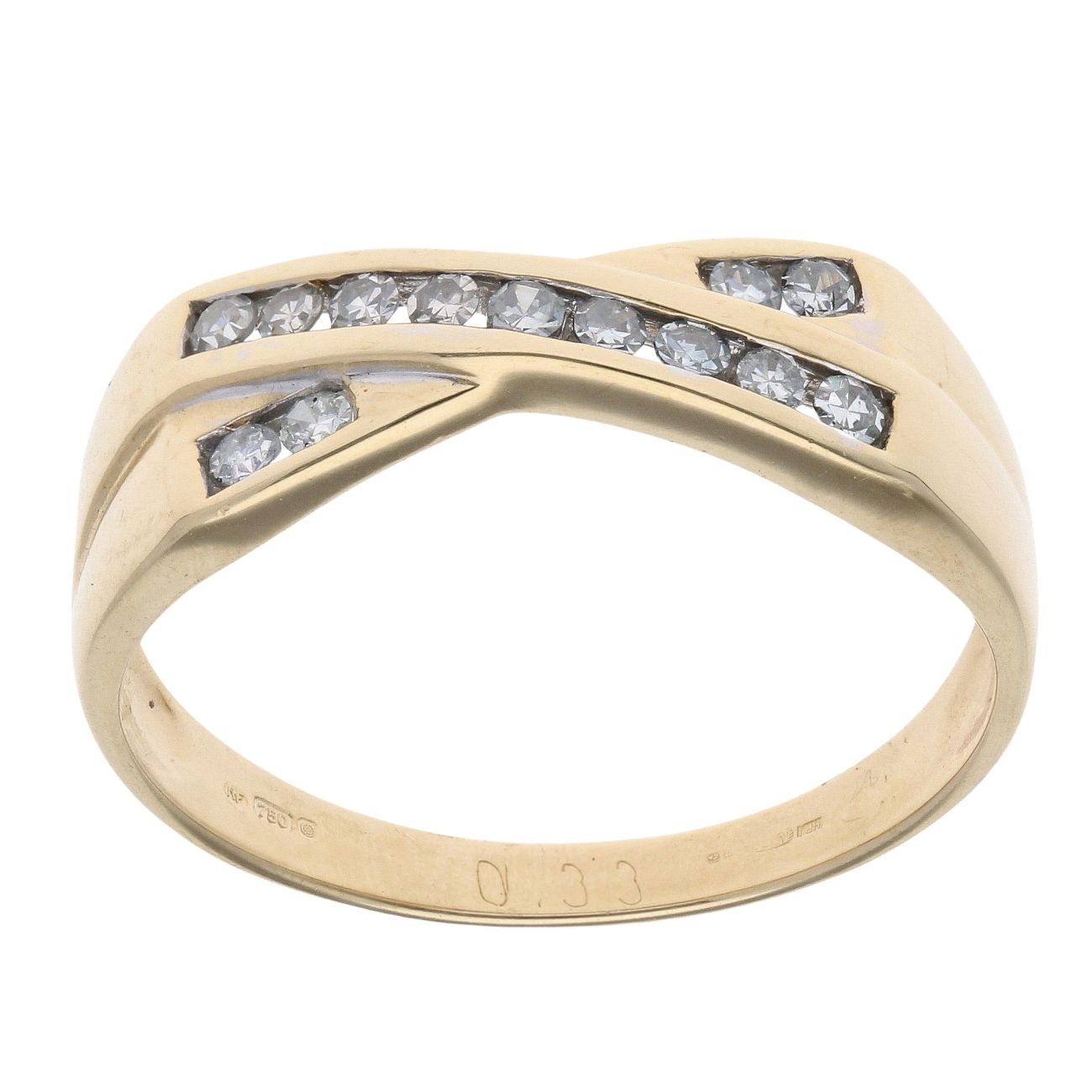 18ct Yellow Gold 0.30ct Brilliant Cut Diamond Crossover Ring