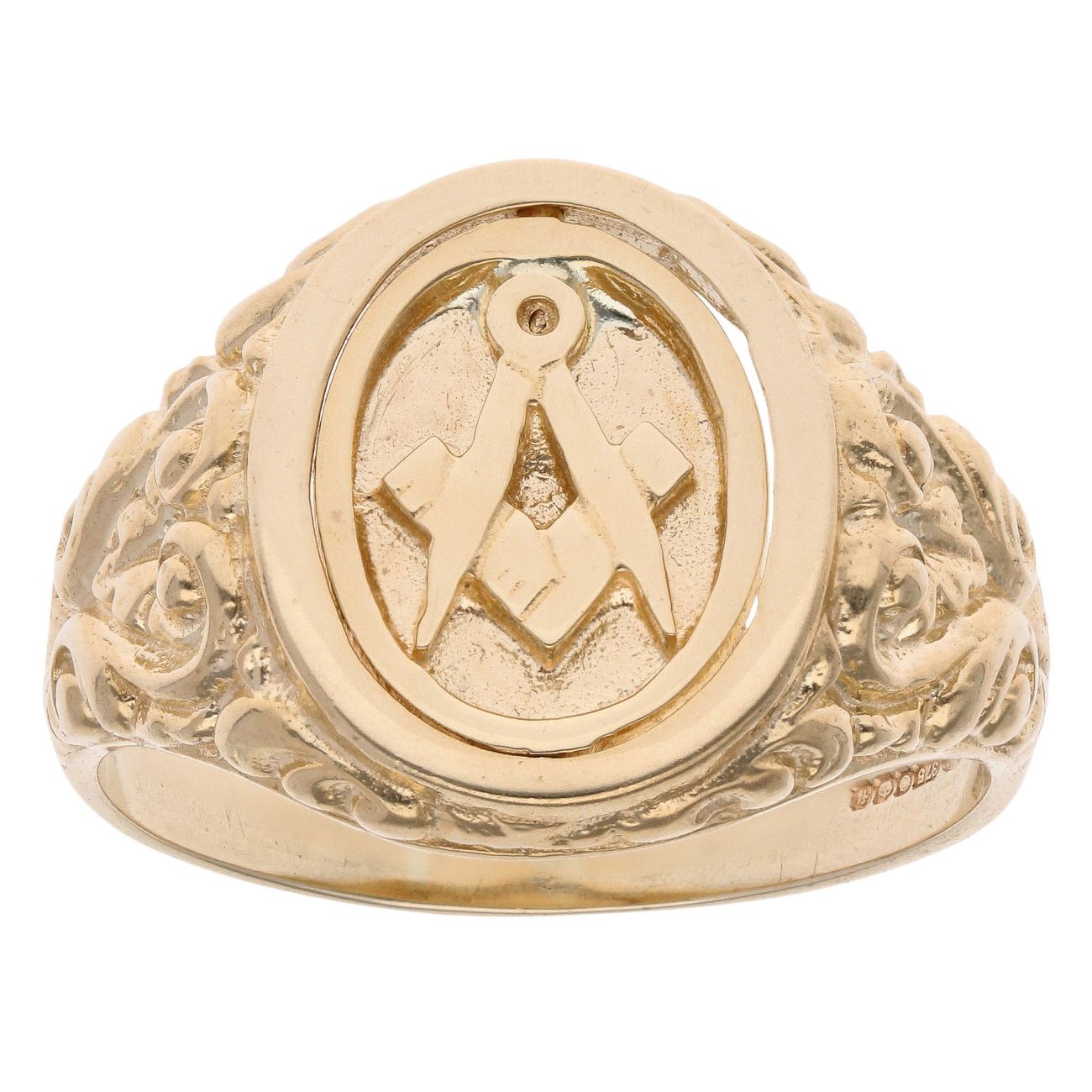 9ct Yellow Gold Patterned Masonic Signet Ring