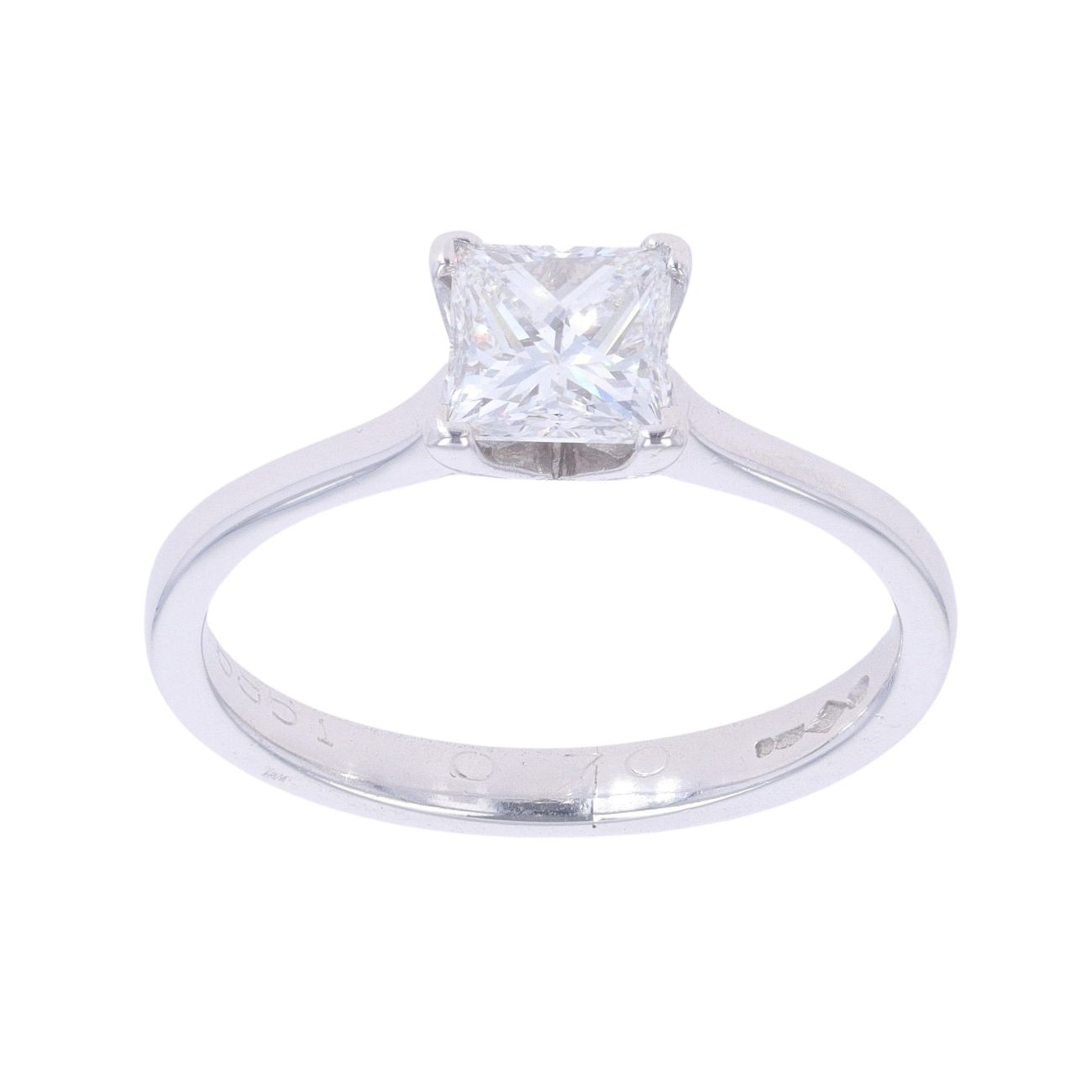 Platinum 0.70ct Princess Cut Diamond Solitaire Ring