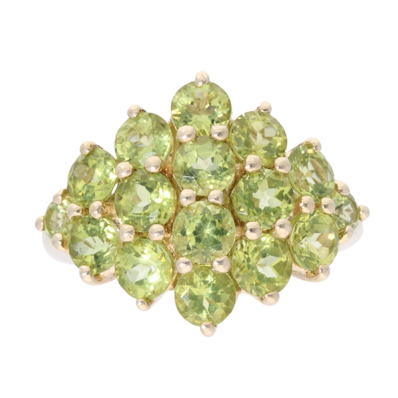 9ct Yellow Gold Peridot Fancy Cluster Ring
