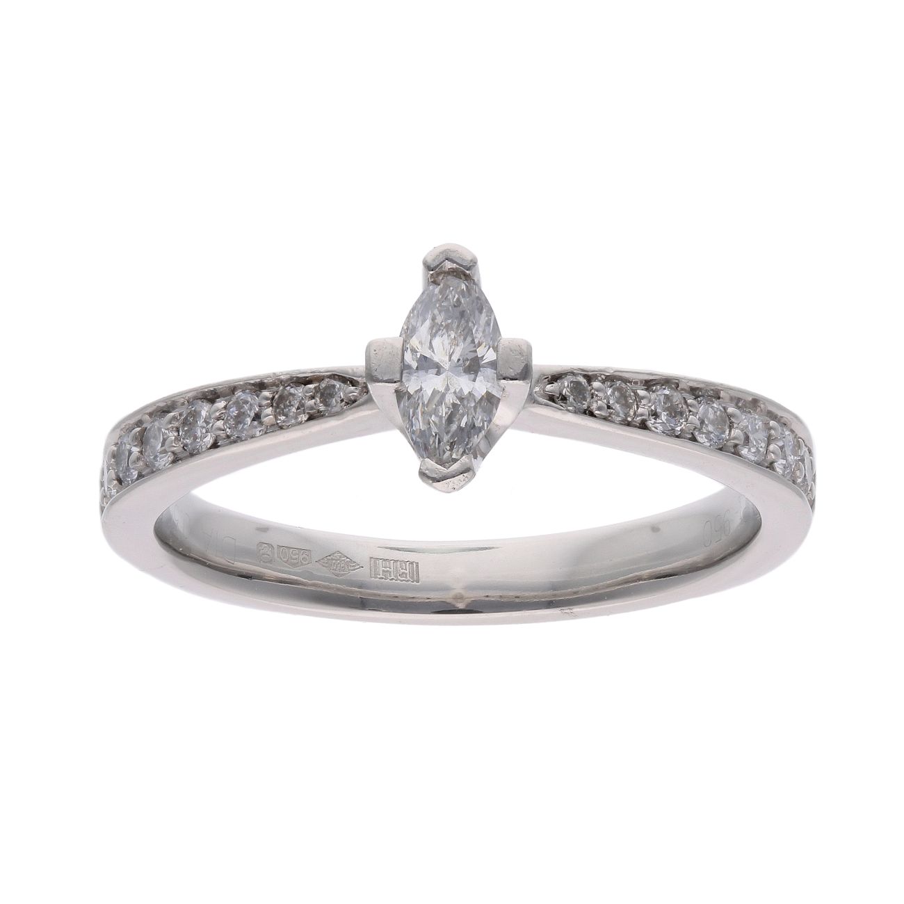 Platinum 0.50cts Marquise Cut Diamond Solitaire Ring