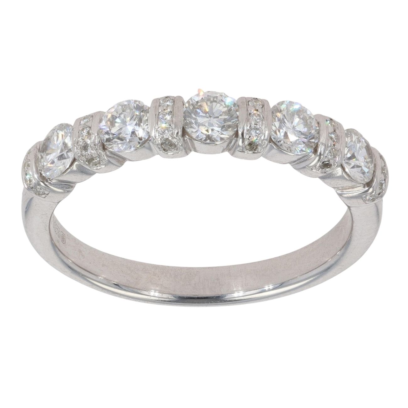 9ct White Gold 0.60ct Brilliant Cut Diamond Half Eternity Ring