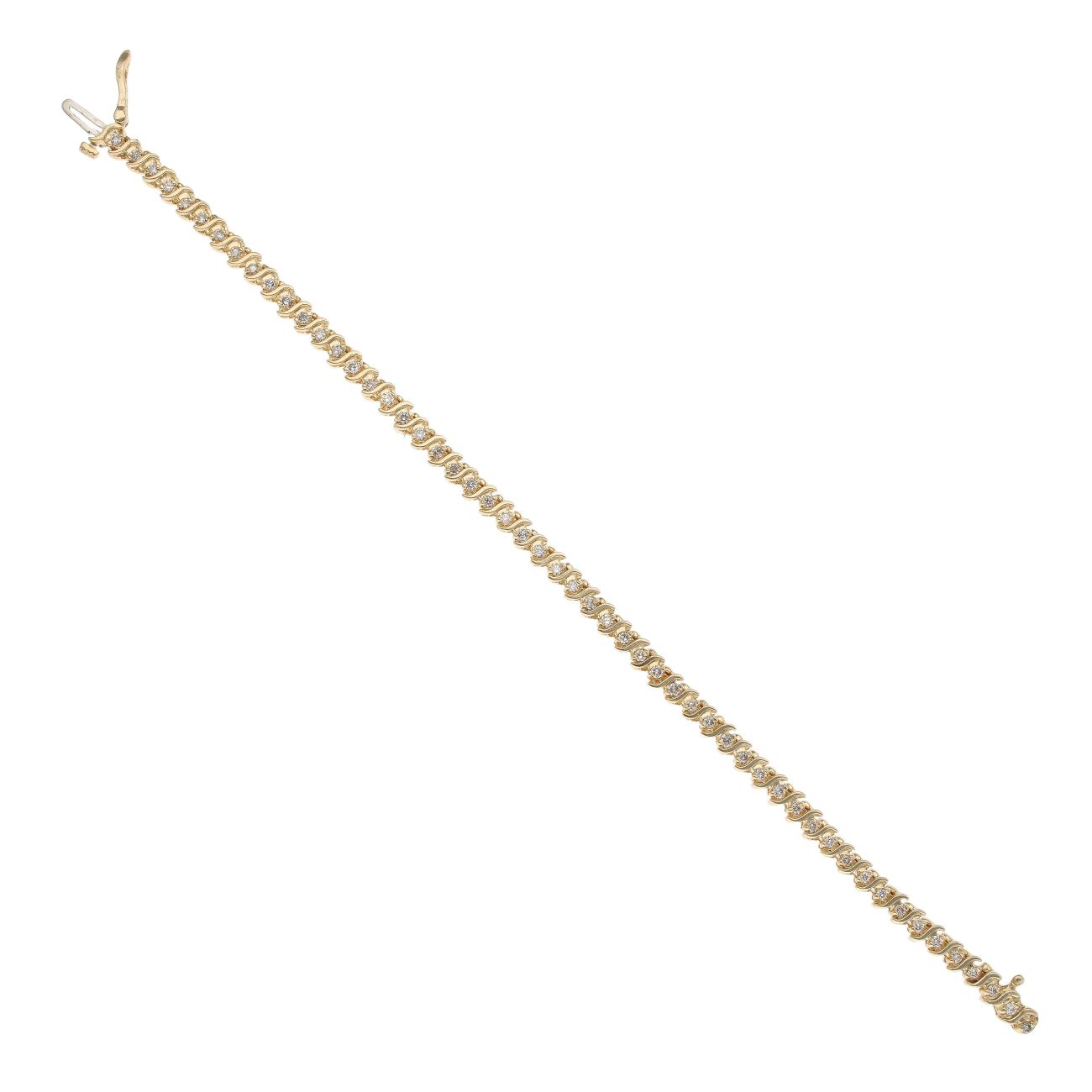 14ct Yellow Gold 0.80ct Brilliant Cut Diamond Bracelet 7"