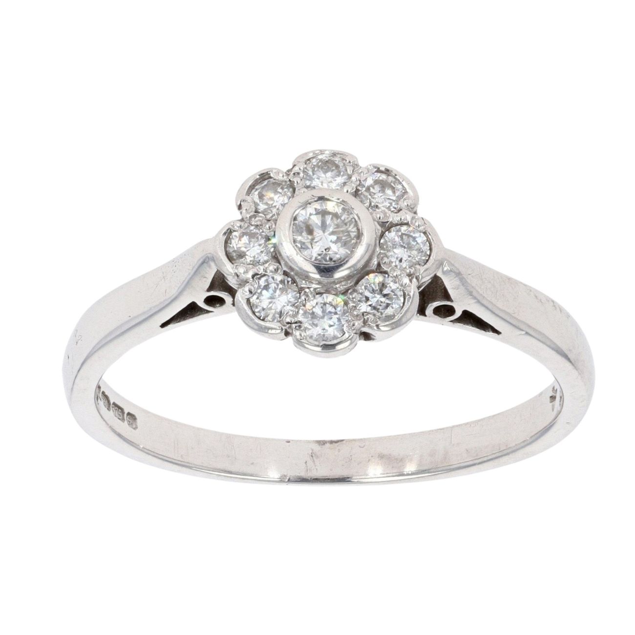 9ct White Gold 0.30ct Diamond Daisy Cluster Ring