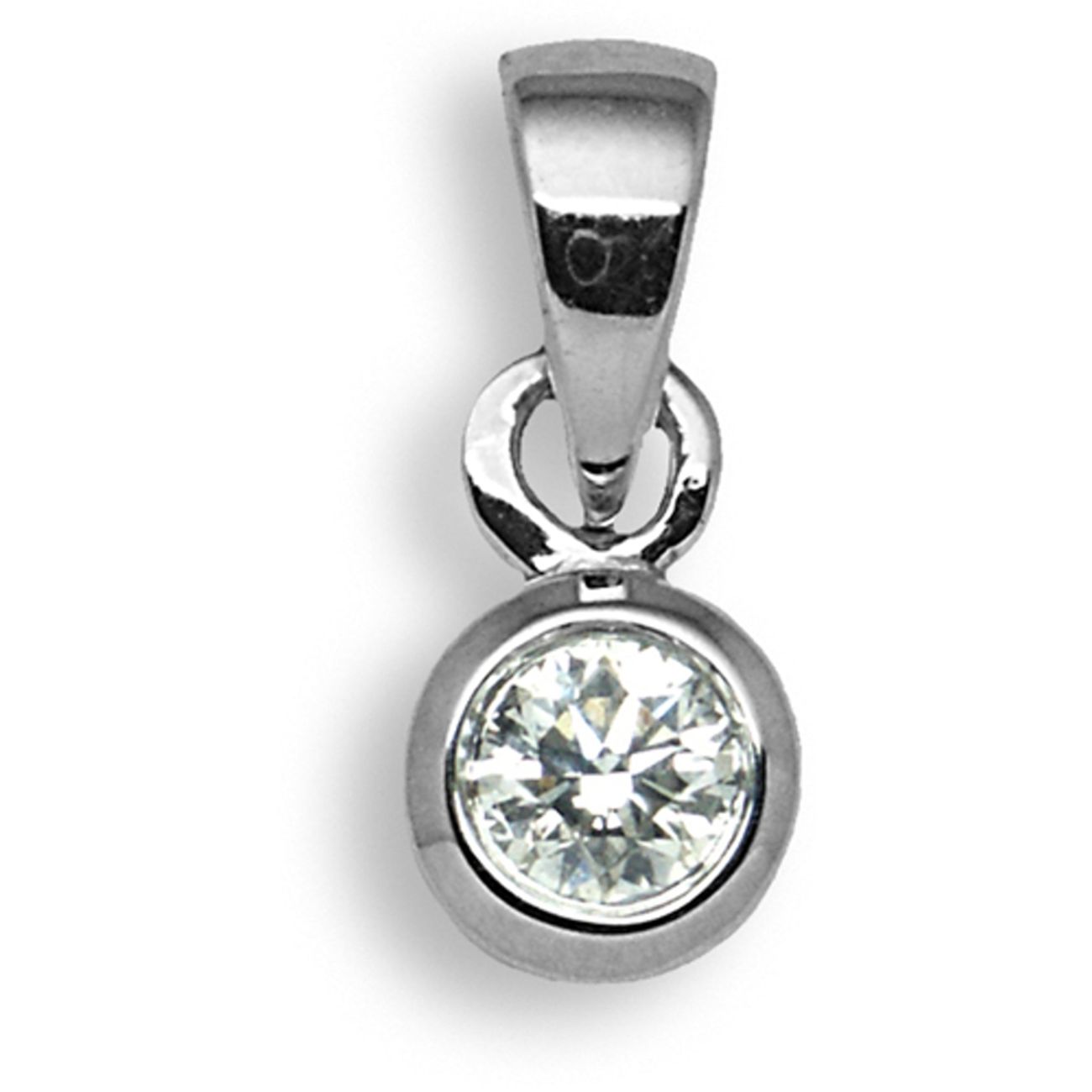 9 Carat White Gold 20pts Rubover Pendant