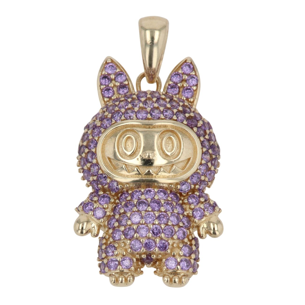 14ct Yellow Gold Purple Gemstone Bunny Pendant
