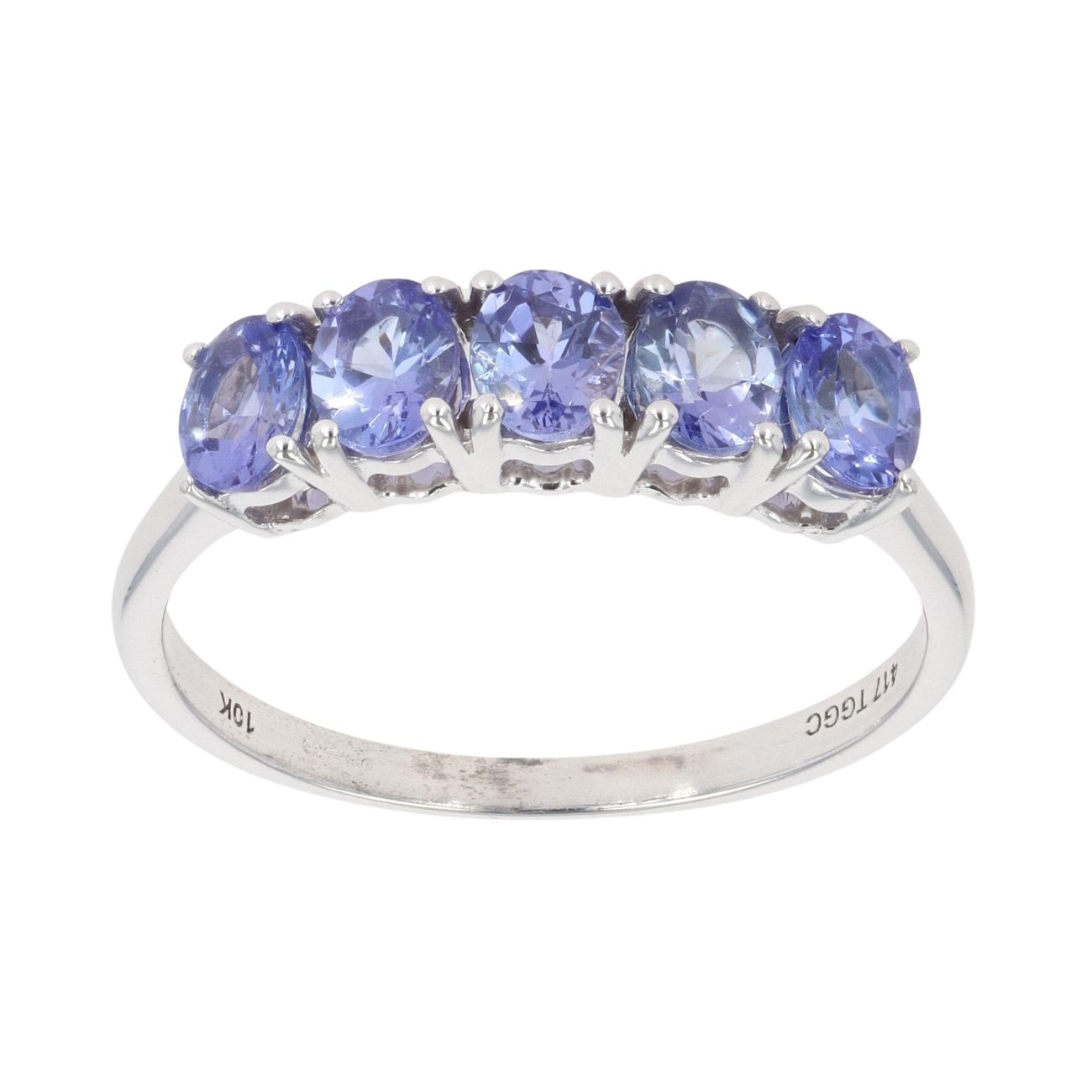 9ct White Gold Five Stone Tanzanite Ring