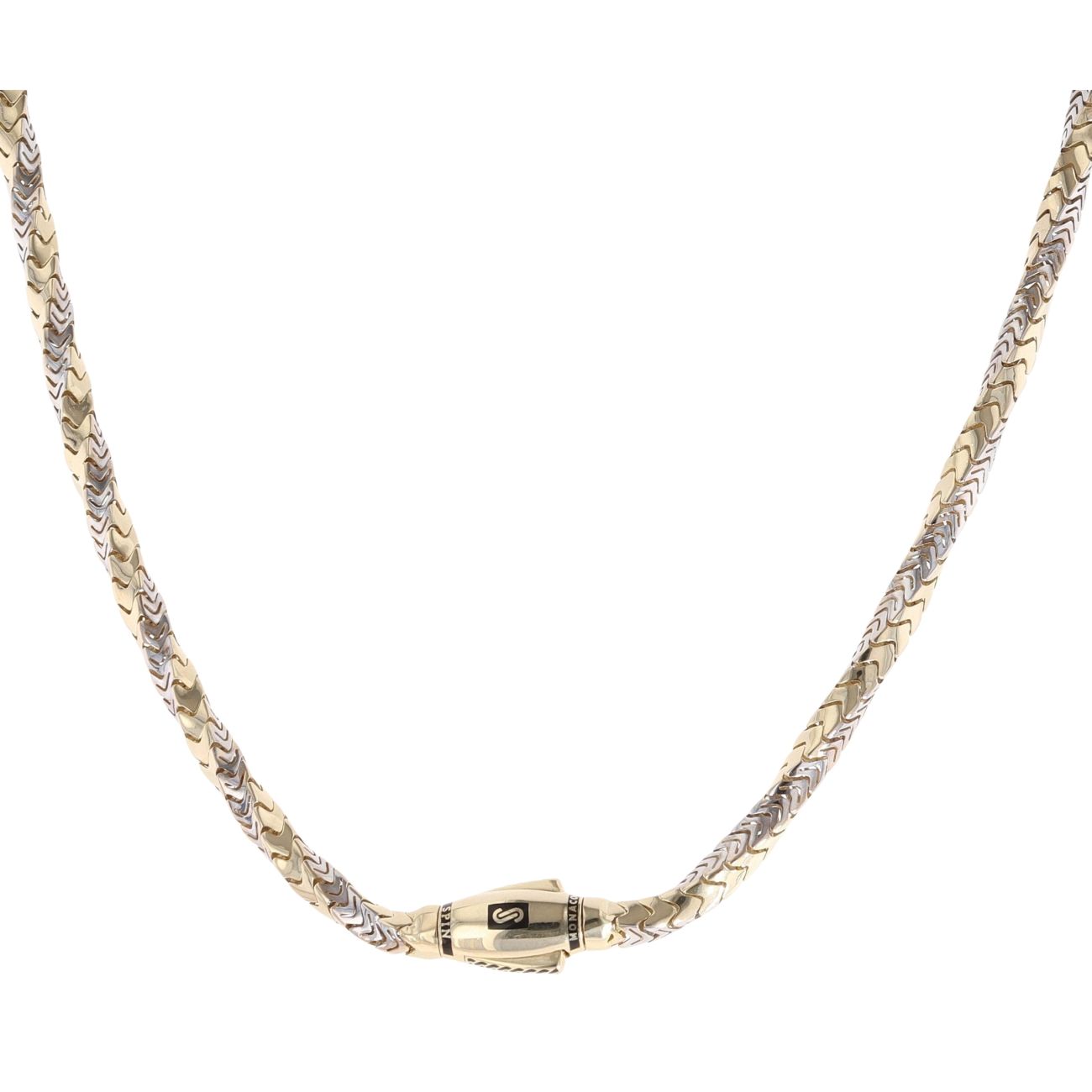 14ct Yellow And White Gold Monaco Spin Plain Lock Twist Chain 22"