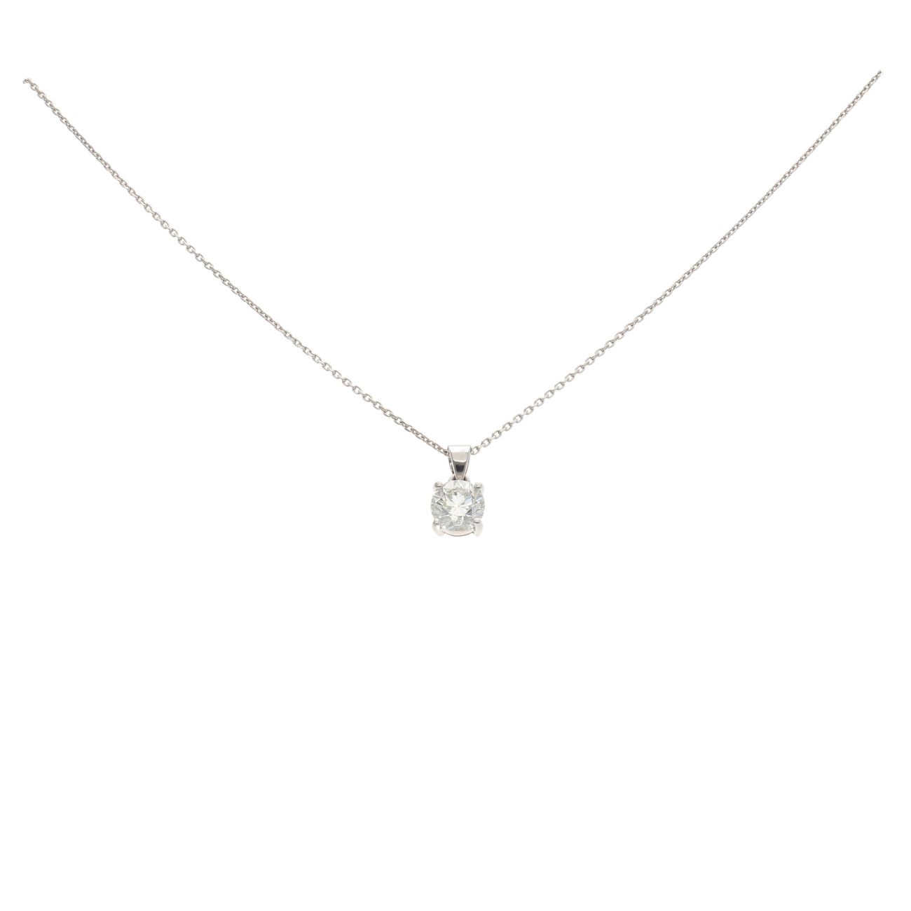 Platinum 1.30ct Diamond Solitaire Pendant And Chain 18"