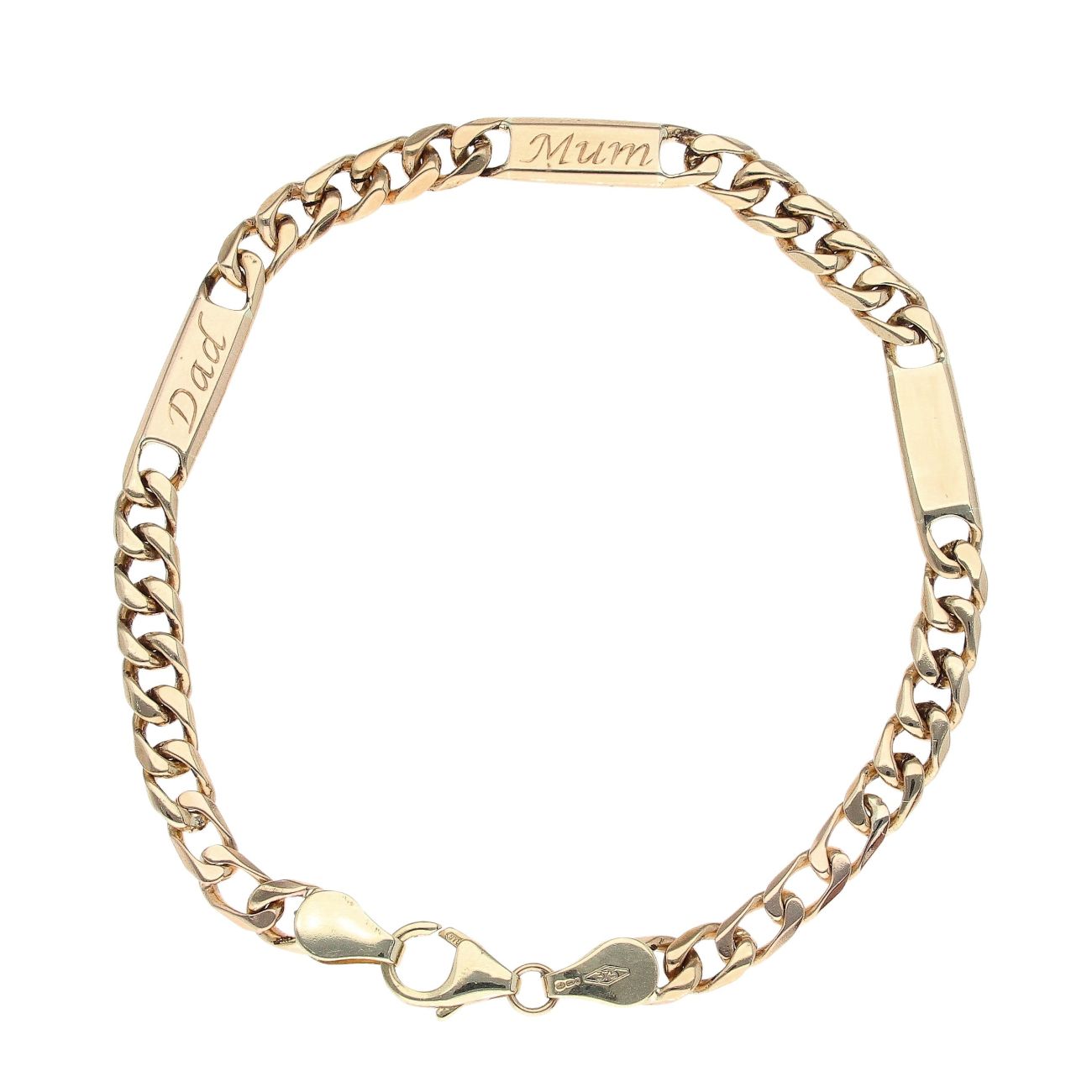 9ct Yellow Gold Curb and Bars Bracelet 7.5"