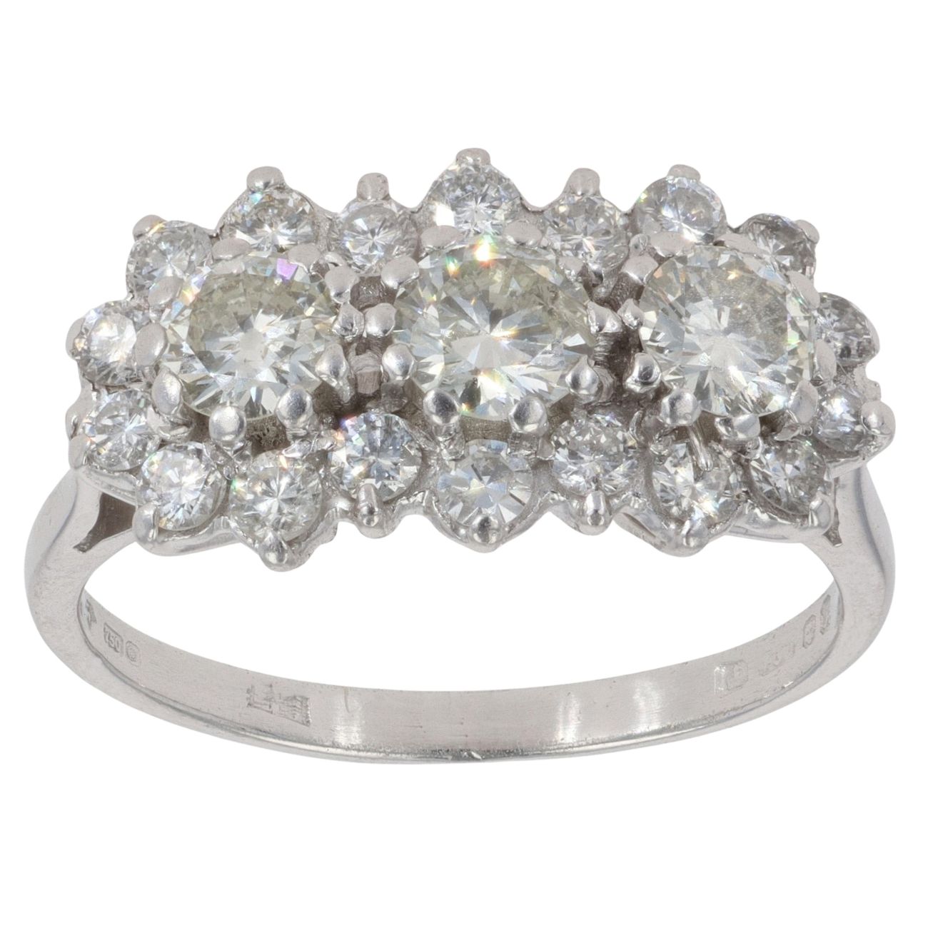 18ct White Gold 2.00ct Brilliant Cut Diamond Cluster Ring