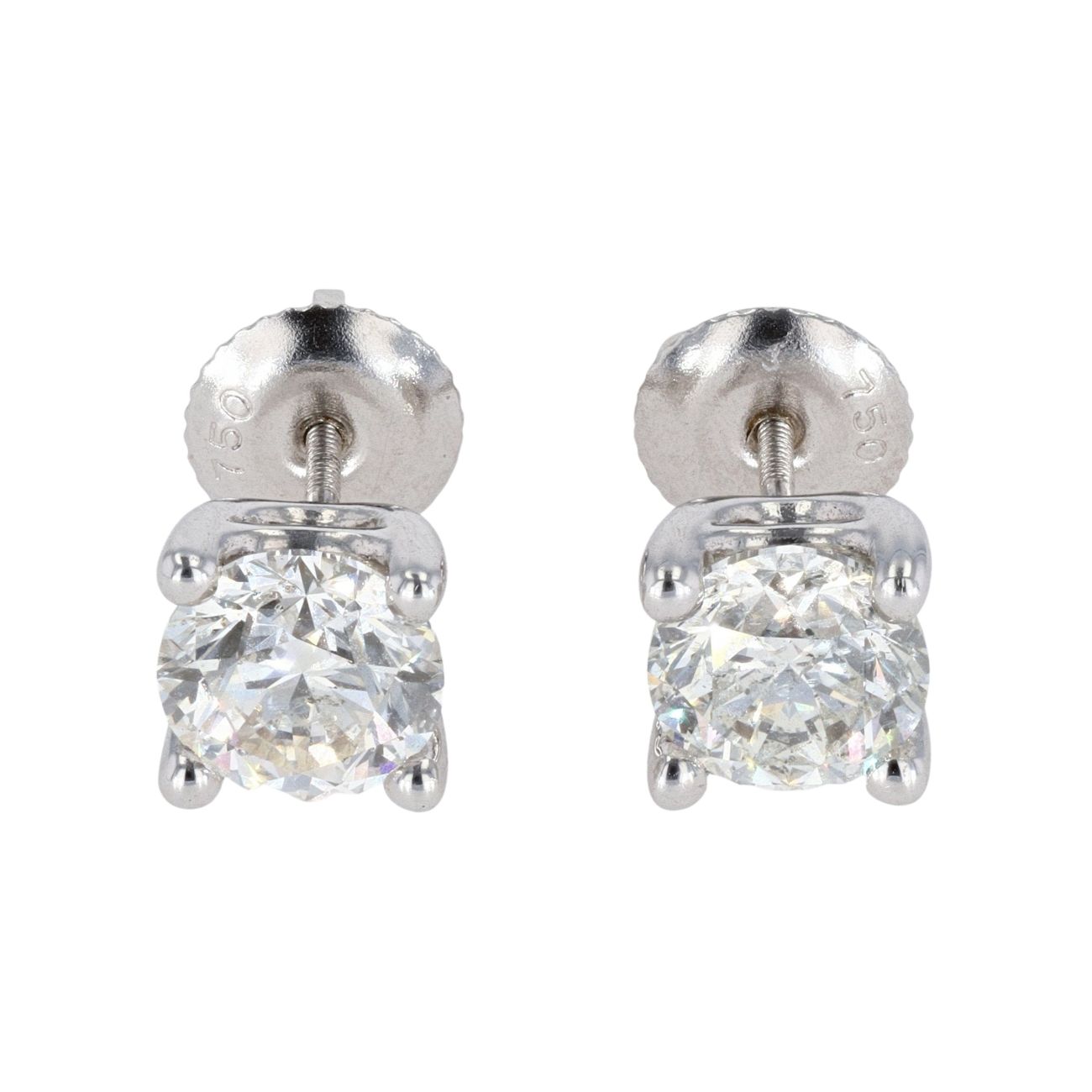 18ct White Gold 2.00ct Diamond Solitaire Stud Earrings