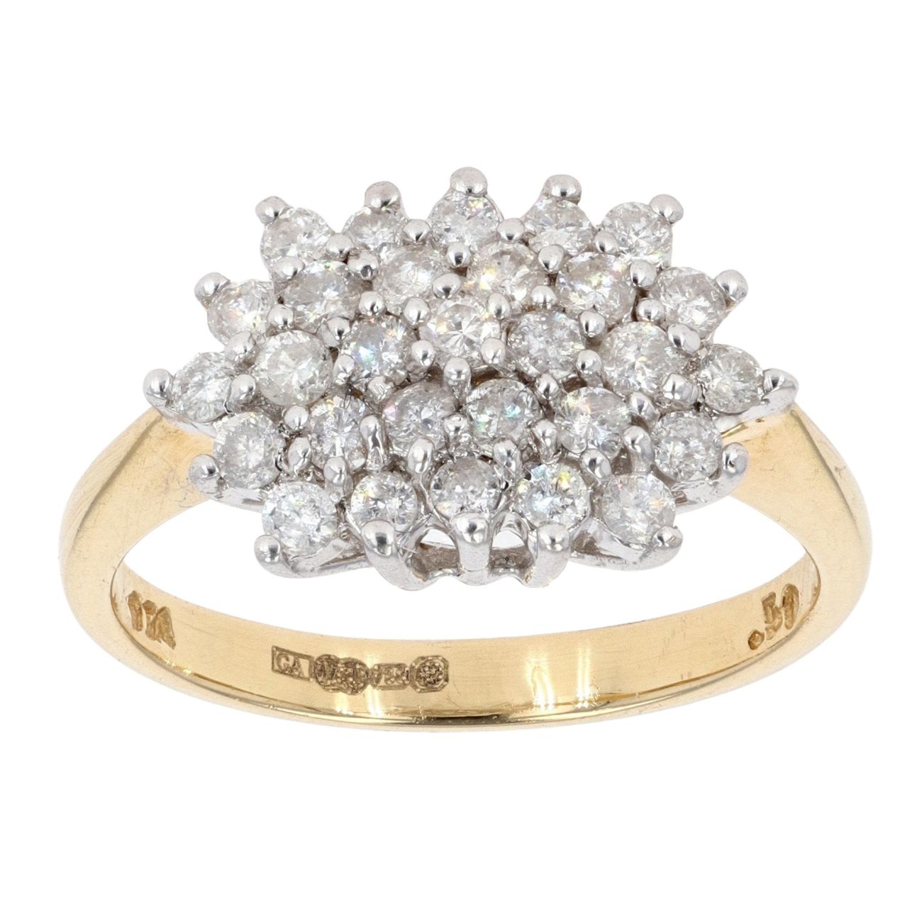 18ct Yellow Gold 0.50ct Diamond Cluster Ring