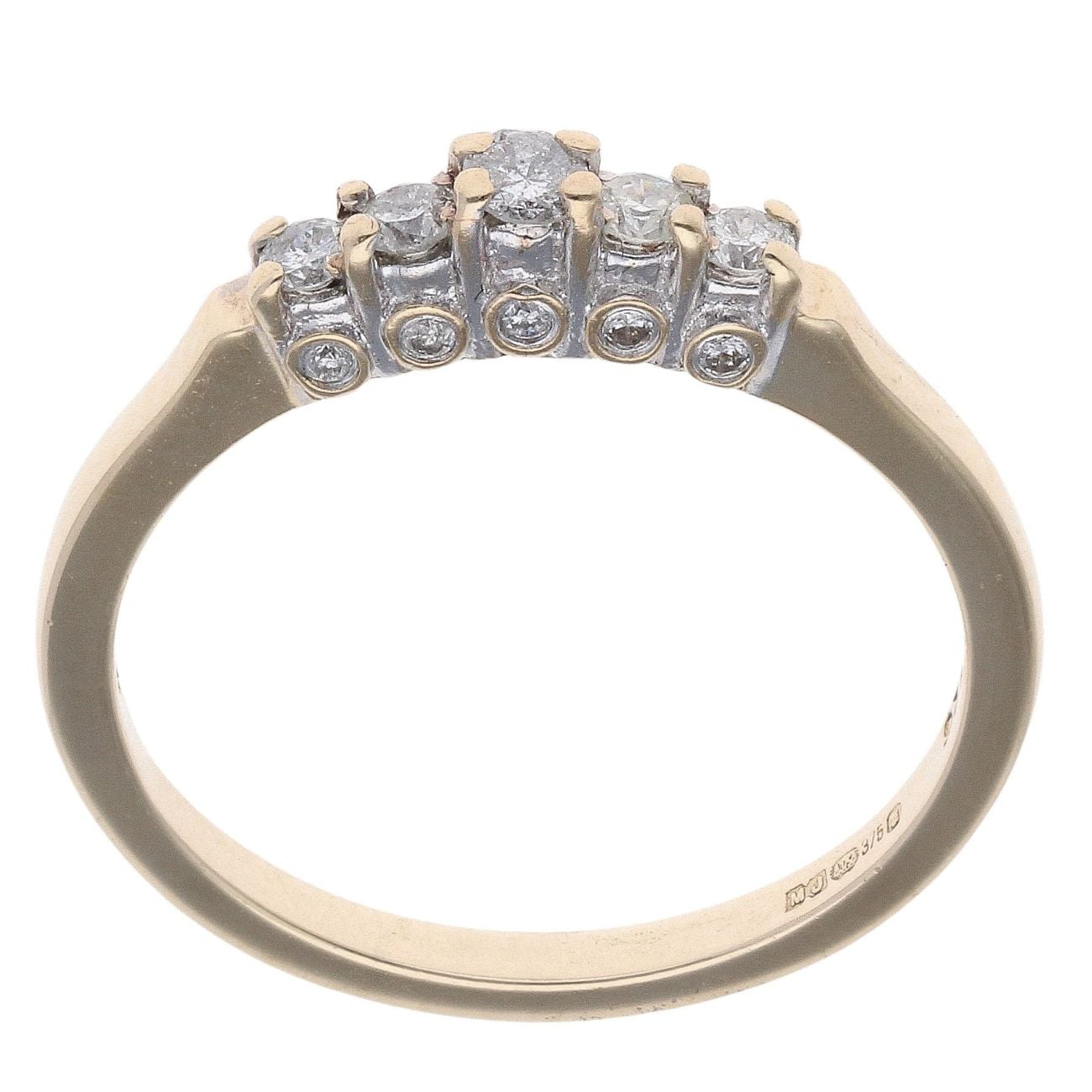 9ct Yellow Gold 0.25ct Diamond Five Stone Ring