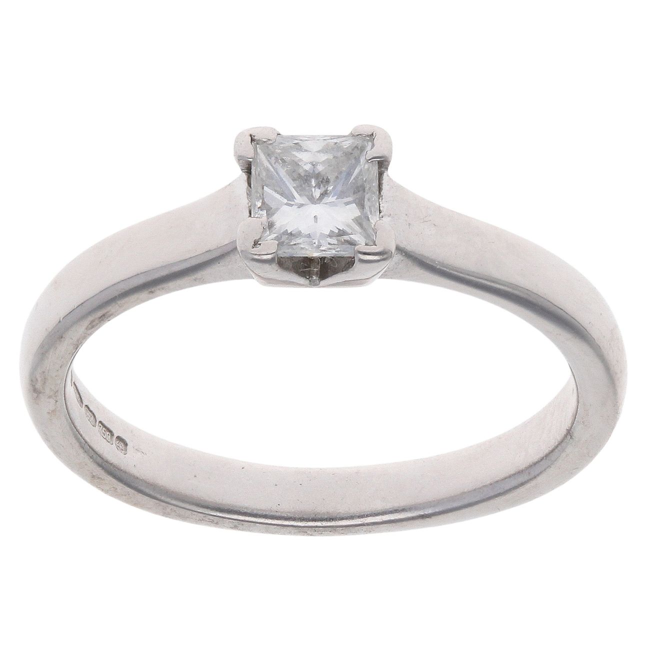 18ct White Gold 0.47ct Princess Cut Diamond Solitaire Ring