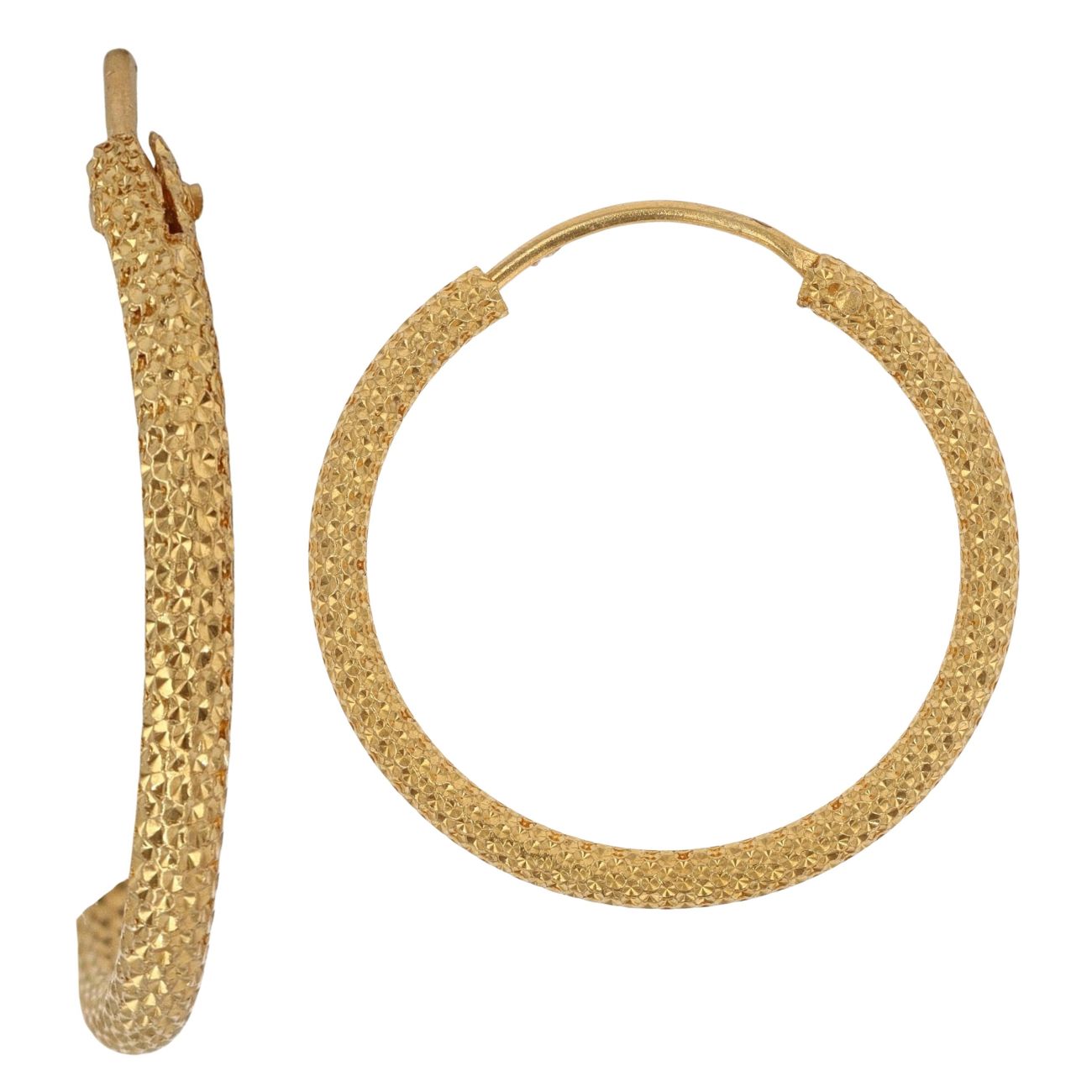 22ct Yellow Gold Dot Grain Hoop Earrings