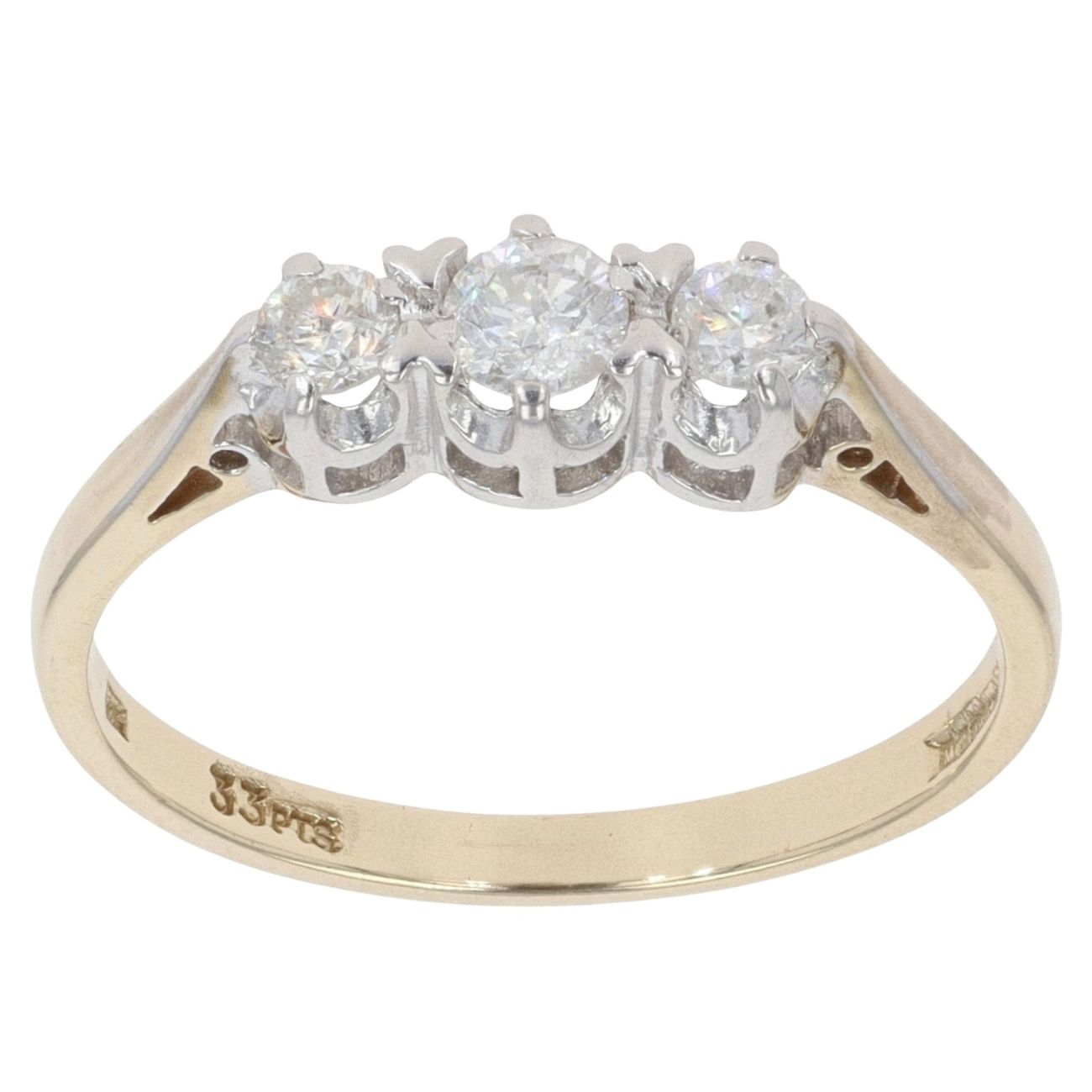 9ct Yellow Gold 0.33ct Diamond Trilogy Ring