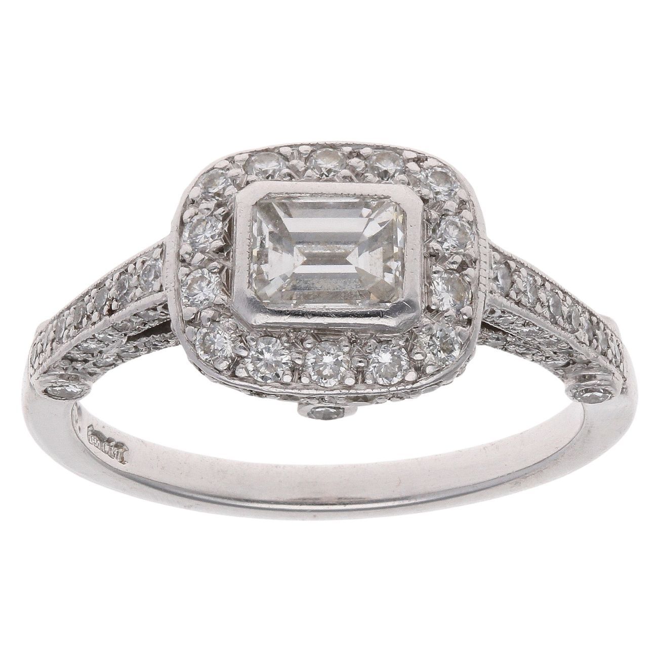 Platinum 1.20ct Emerald And Brilliant Cut Diamond Cluster Ring