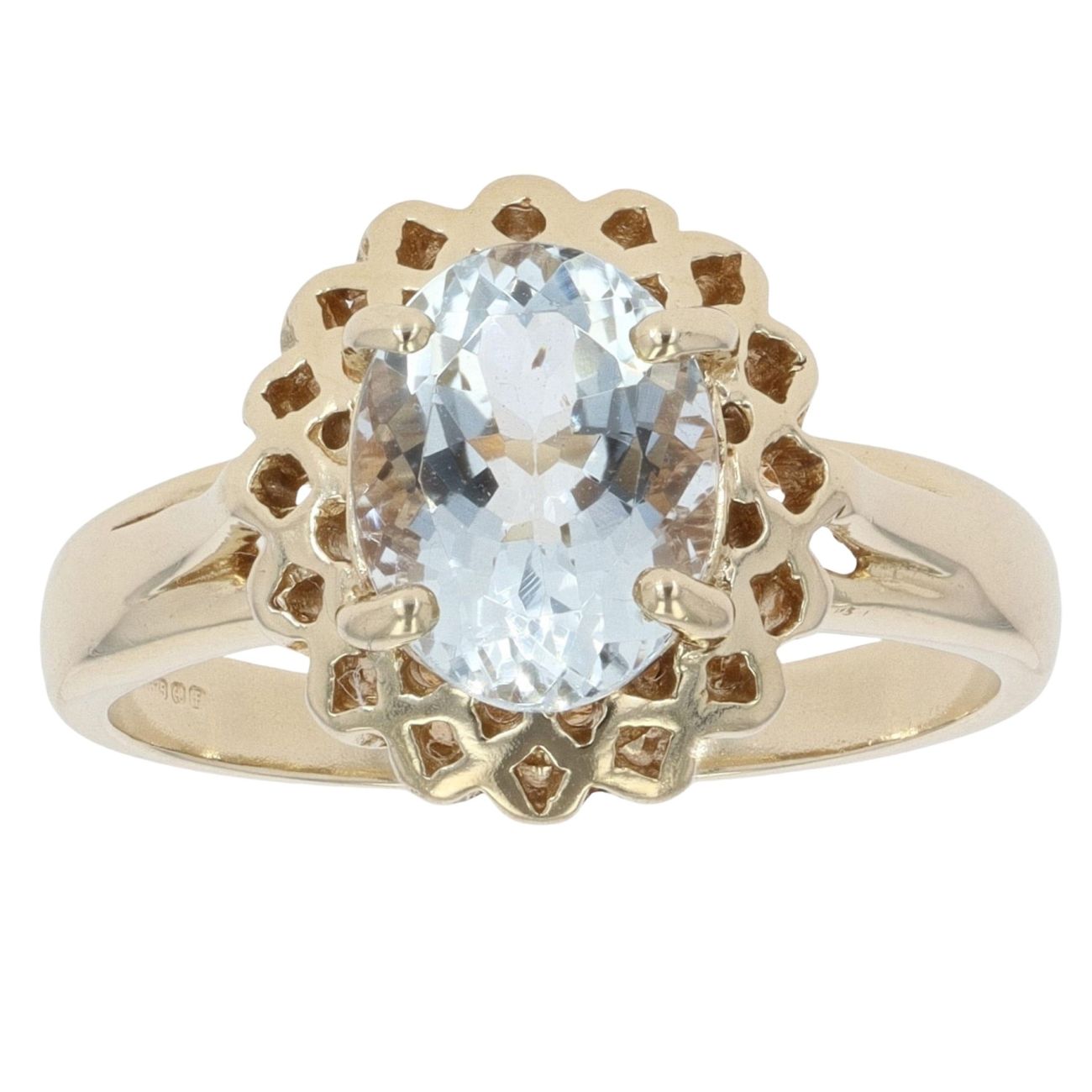 9ct Yellow Gold Aquamarine Single Stone Ring