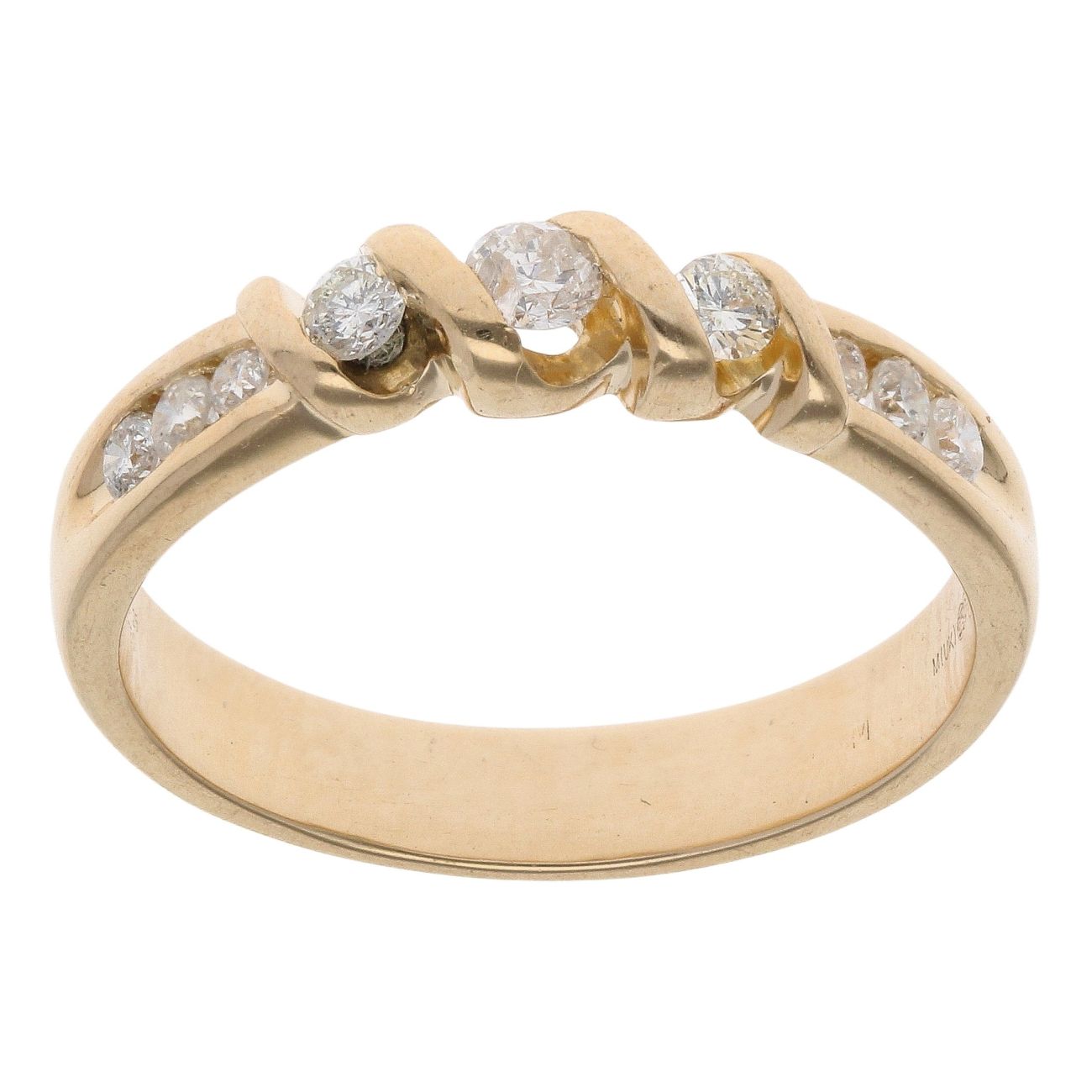 18ct Yellow Gold 0.25ct Brilliant Cut Diamond Trilogy Ring