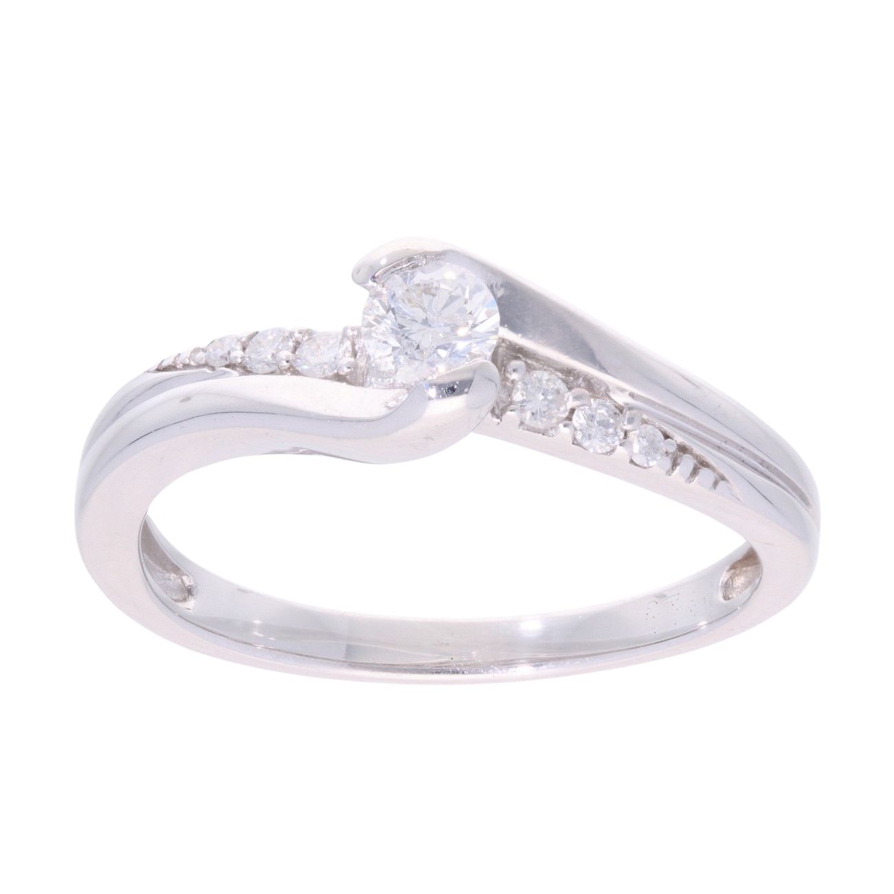 9ct White Gold 0.25ct Diamond Twist Solitaire Ring