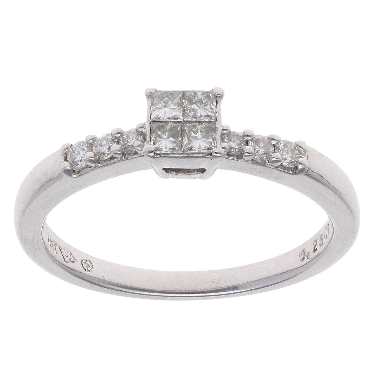 18ct White Gold 0.26ct Princess Cut Diamond Cluster Ring