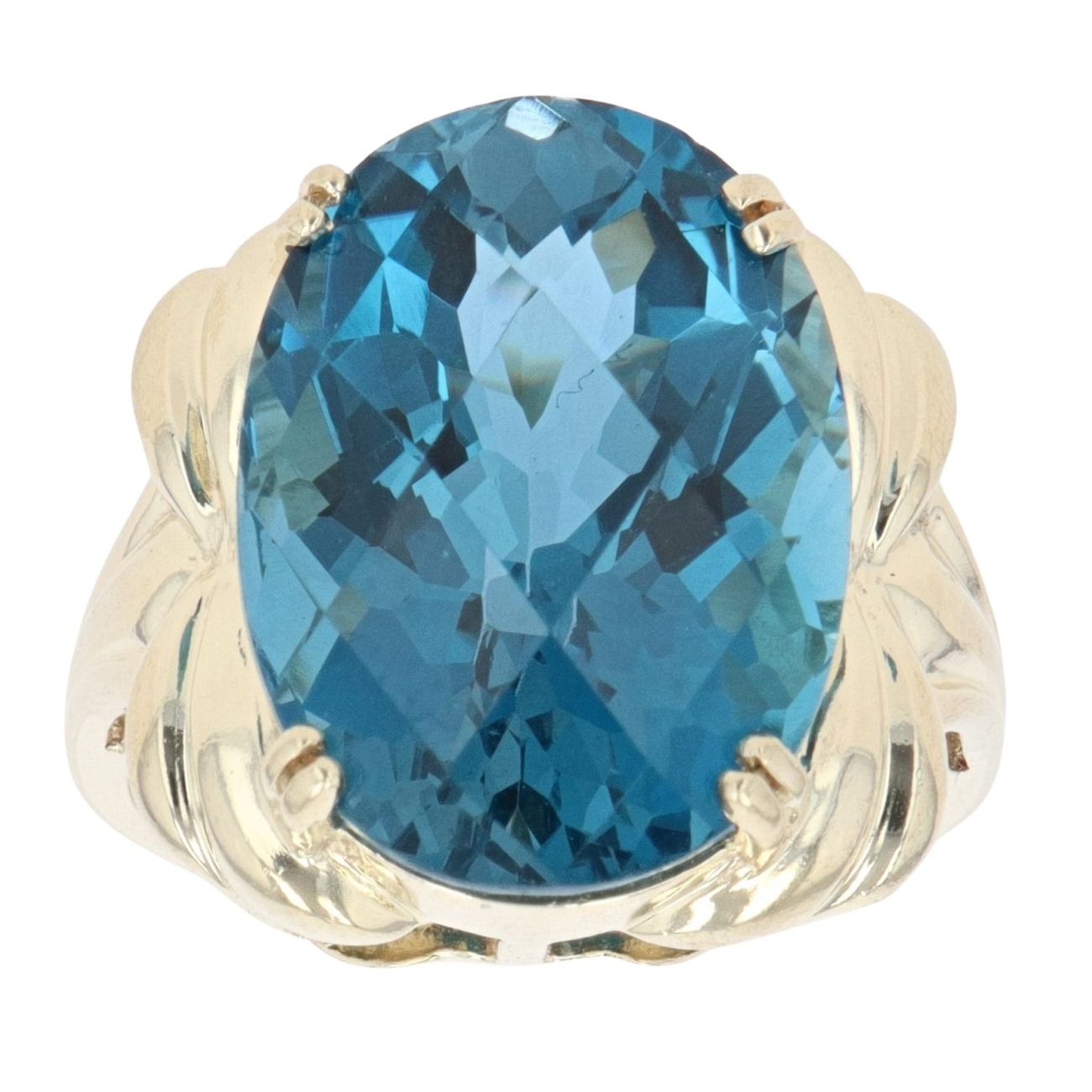 9ct Yellow Gold Blue Topaz Single Stone Ring