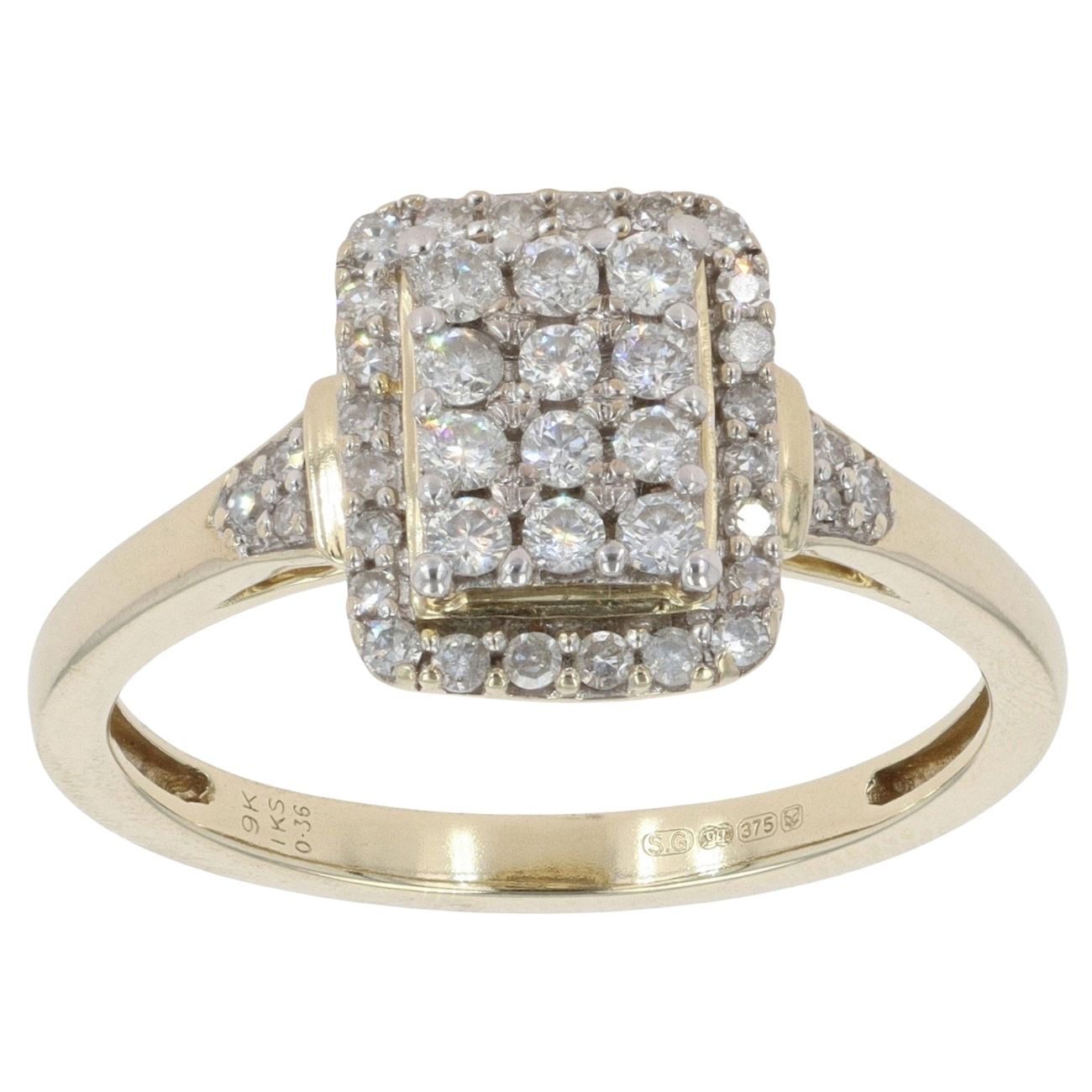 9ct Yellow Gold 0.36ct Diamond Cluster Ring