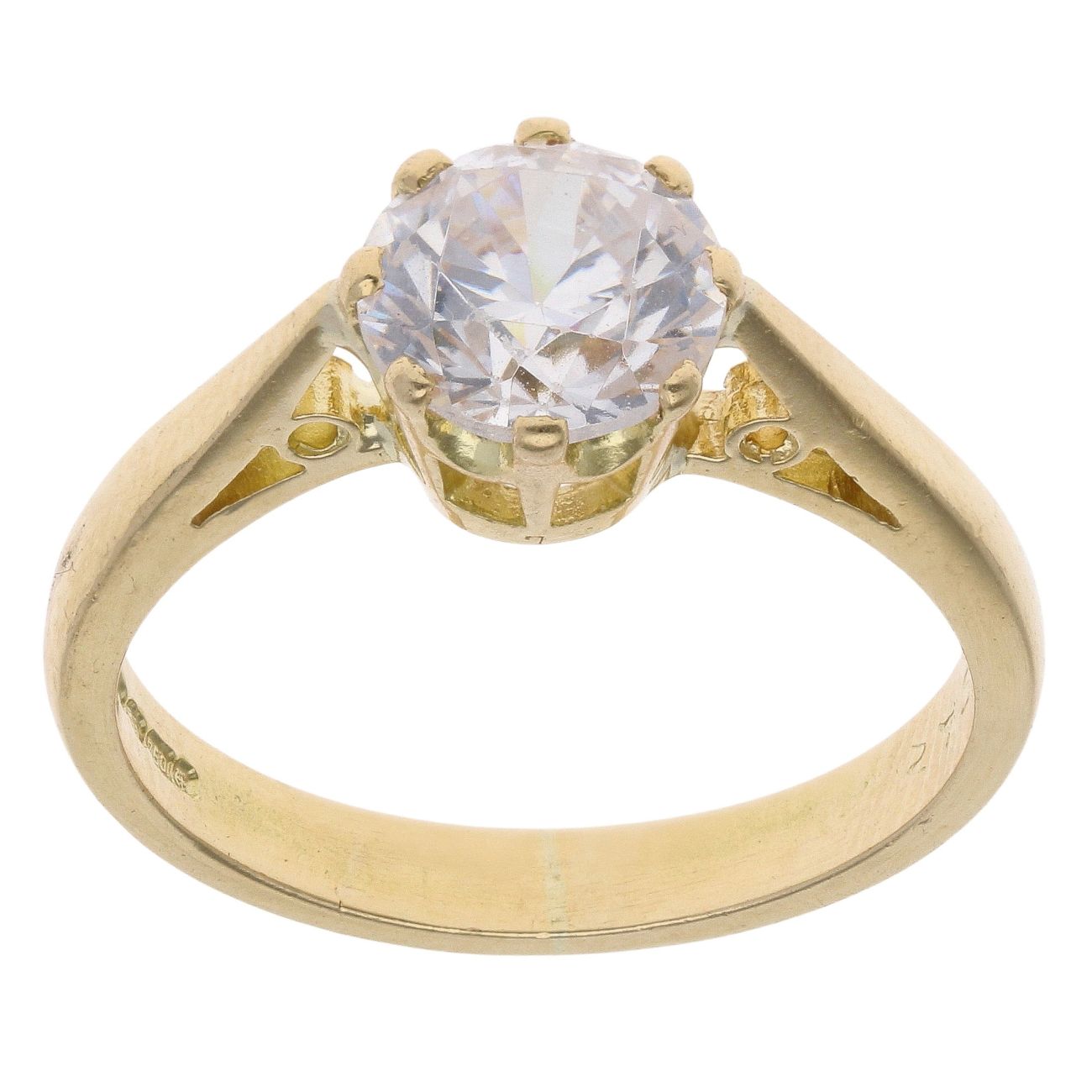 18ct Yellow Gold Cubic Zirconia Single Stone Ring