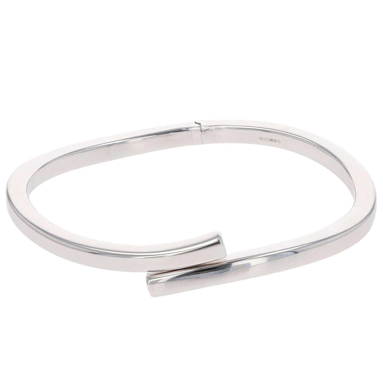 9ct White Gold Crossover Hinged Bangle