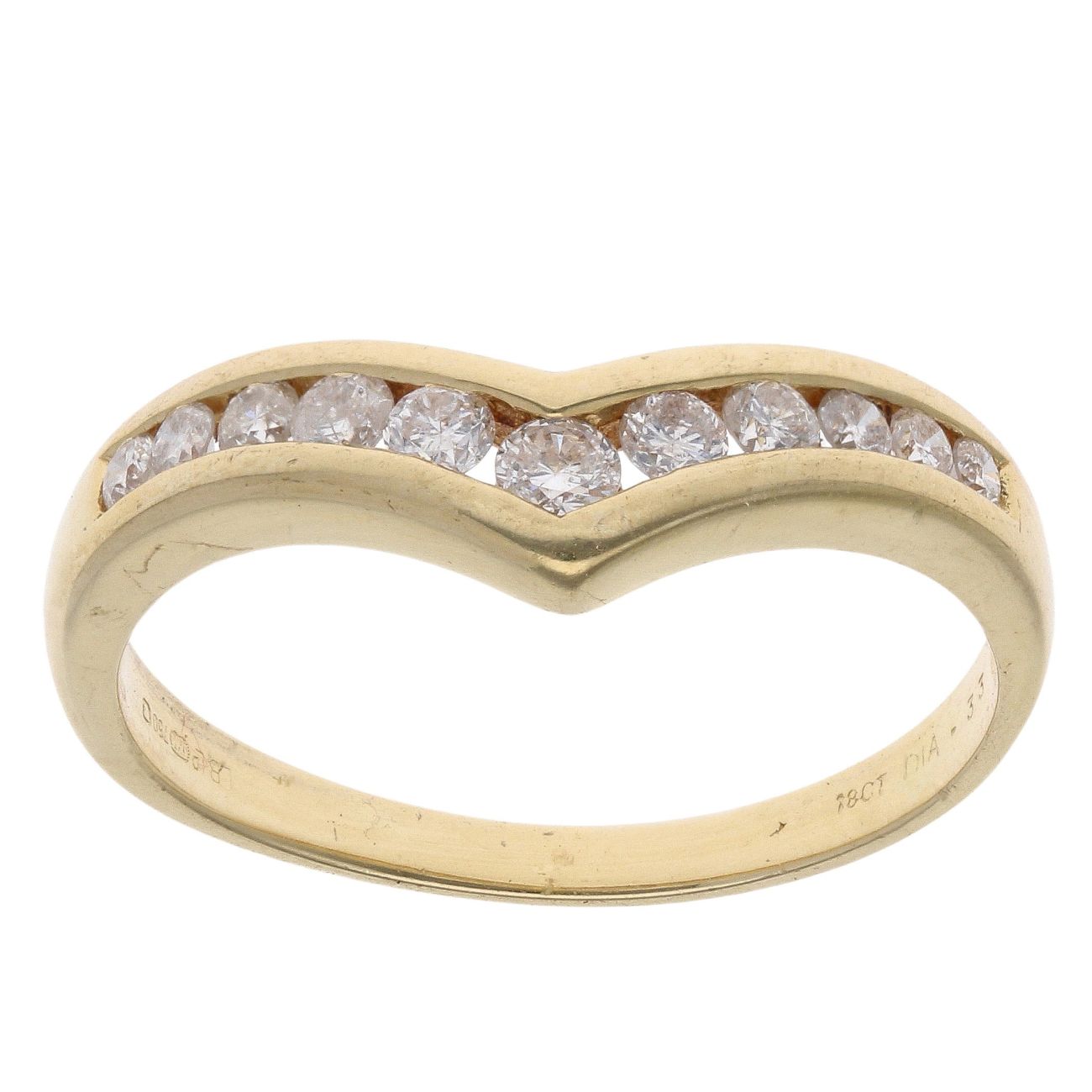 18ct Yellow Gold 0.33ct Diamond Wishbone Ring